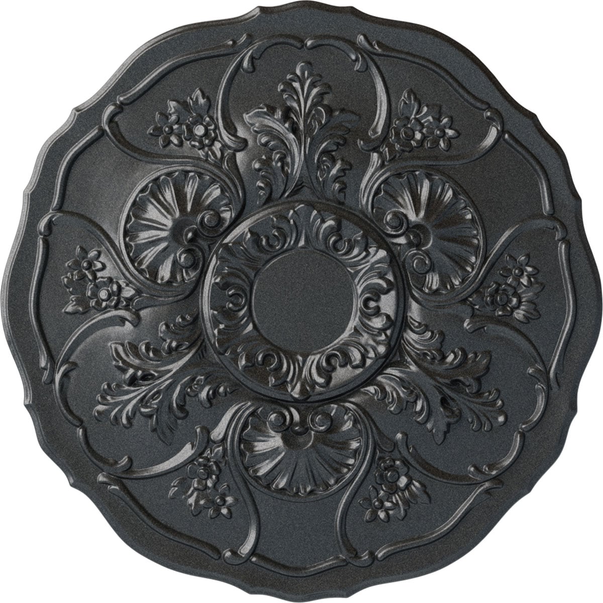 Ekena Millwork CM22CNPES Cornelia 22.5-in W x 22.5-in L Painted Pewter Polyurethane Split Ceiling Medallion