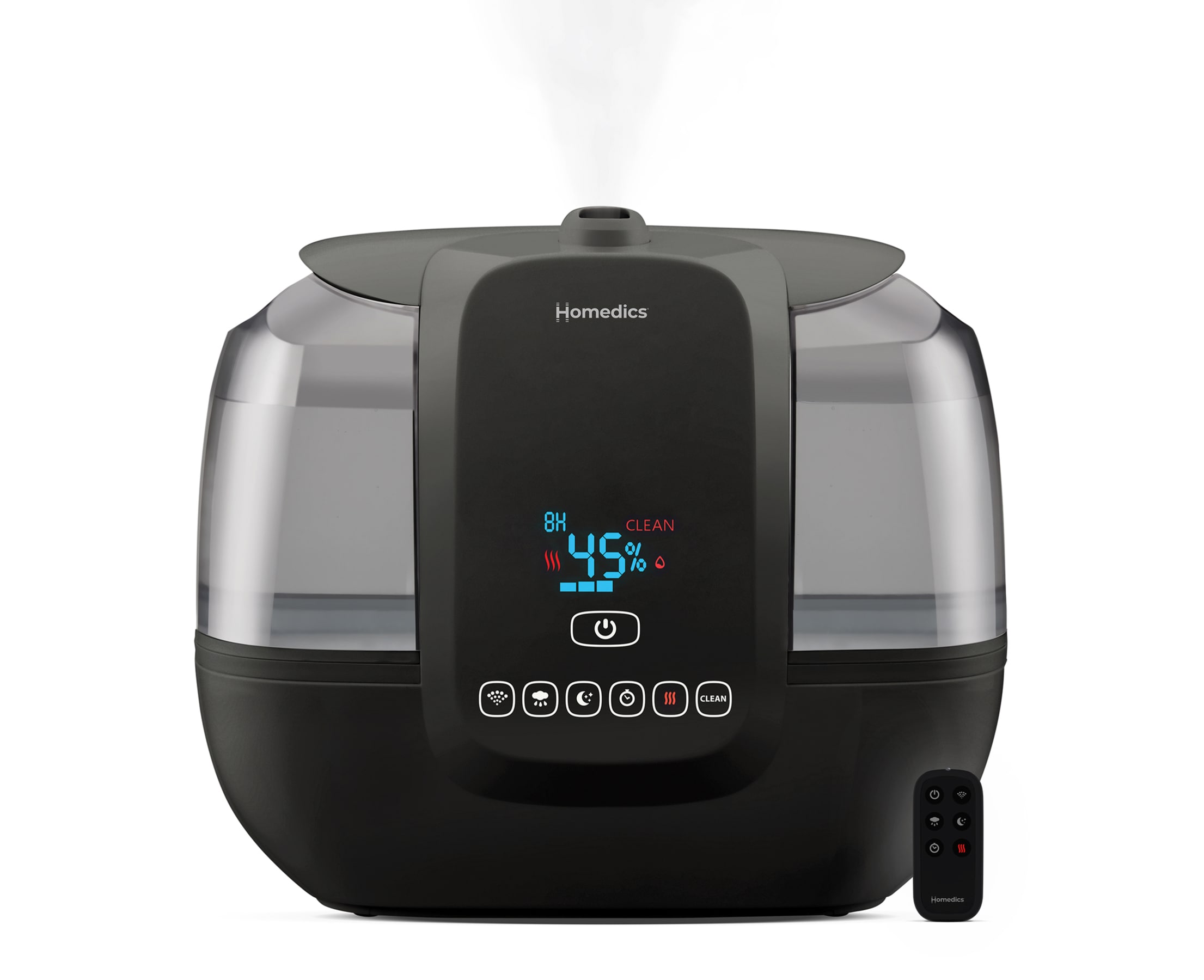 HOMEDICS UHE-WMTF355-BK Top-Fill 120-Hour 2-Gallon Tabletop Cool mist/Warm mist Humidifier (For Rooms Up To 587-sq ft ) Black