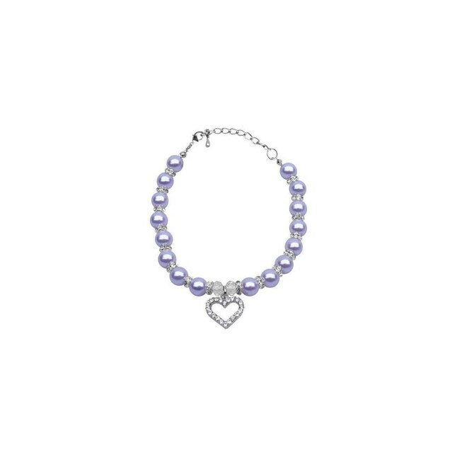 Mirage Pet Products Heart and Pearl Necklace Lavender Md- 8-10 at Lowes.com