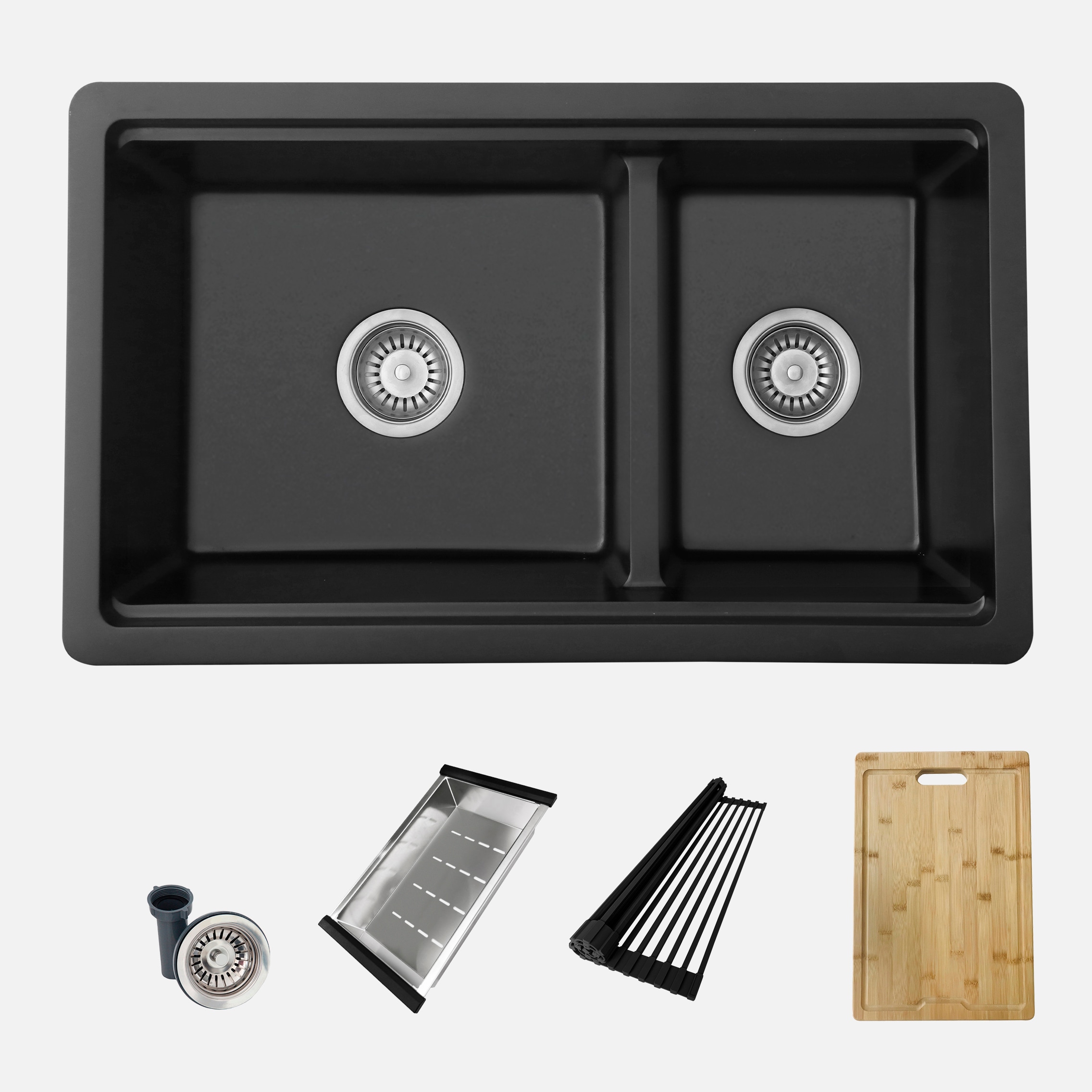 Stylish S-831WN Drop-in or undermount 30-in x 18-in Composite Double offset bowl Workstation Kitchen Sink