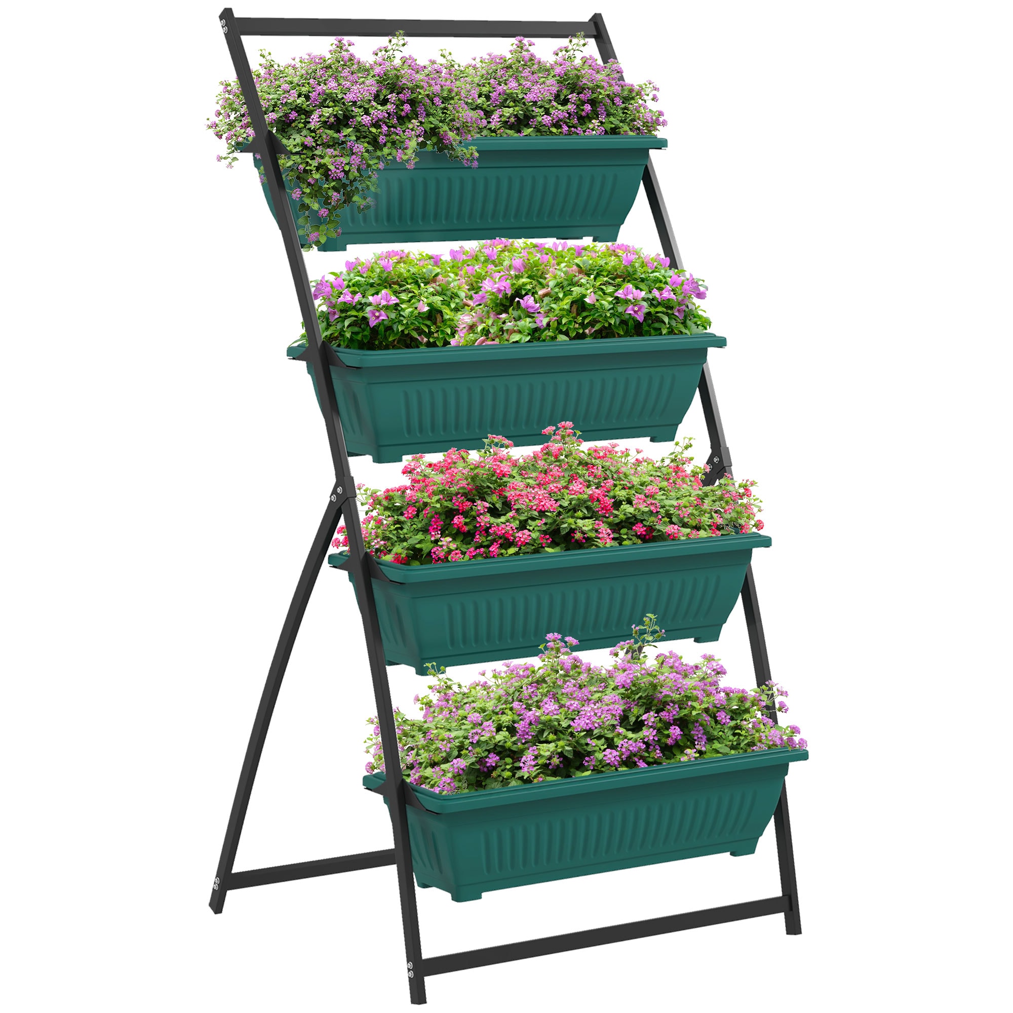  2225P174506ORGD 29.9-in W x 31.1-in L x 63.8-in H Green Plastic Raised Planter Box
