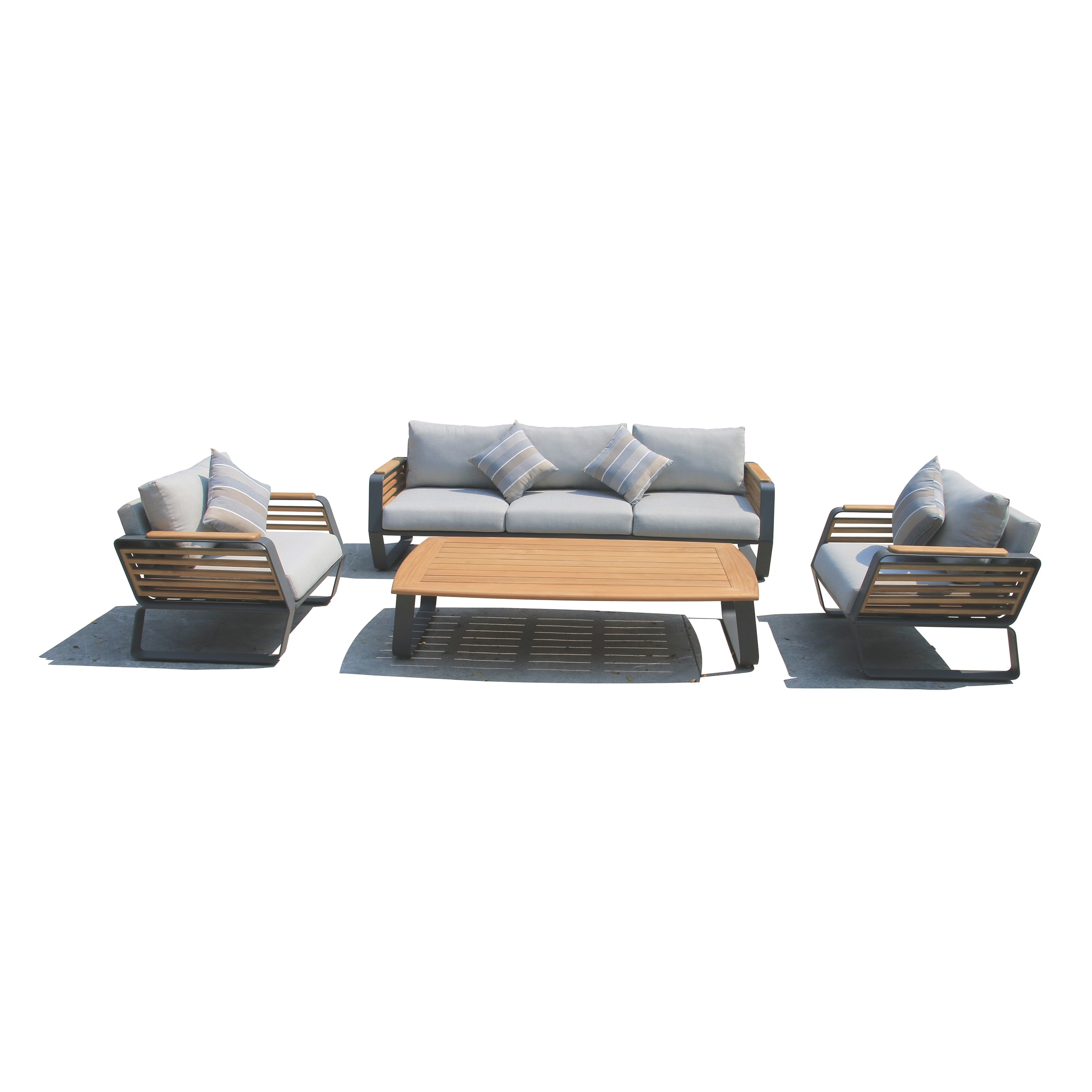 Deko Living COP30004 4 -Piece Patio Sofa Conversation Set with Gray Cushions