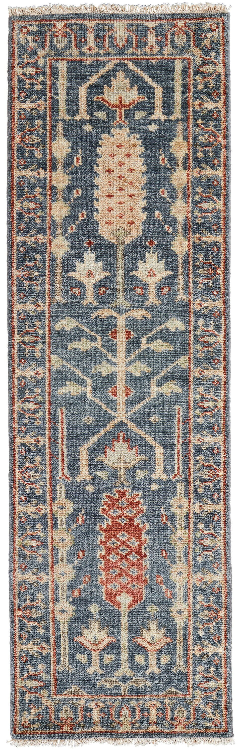 Room Envy 982R6499BLURSTI68 2 x 8 (ft) Knotted Wool Blue/Red/Gold Rectangular Indoor Runner rug
