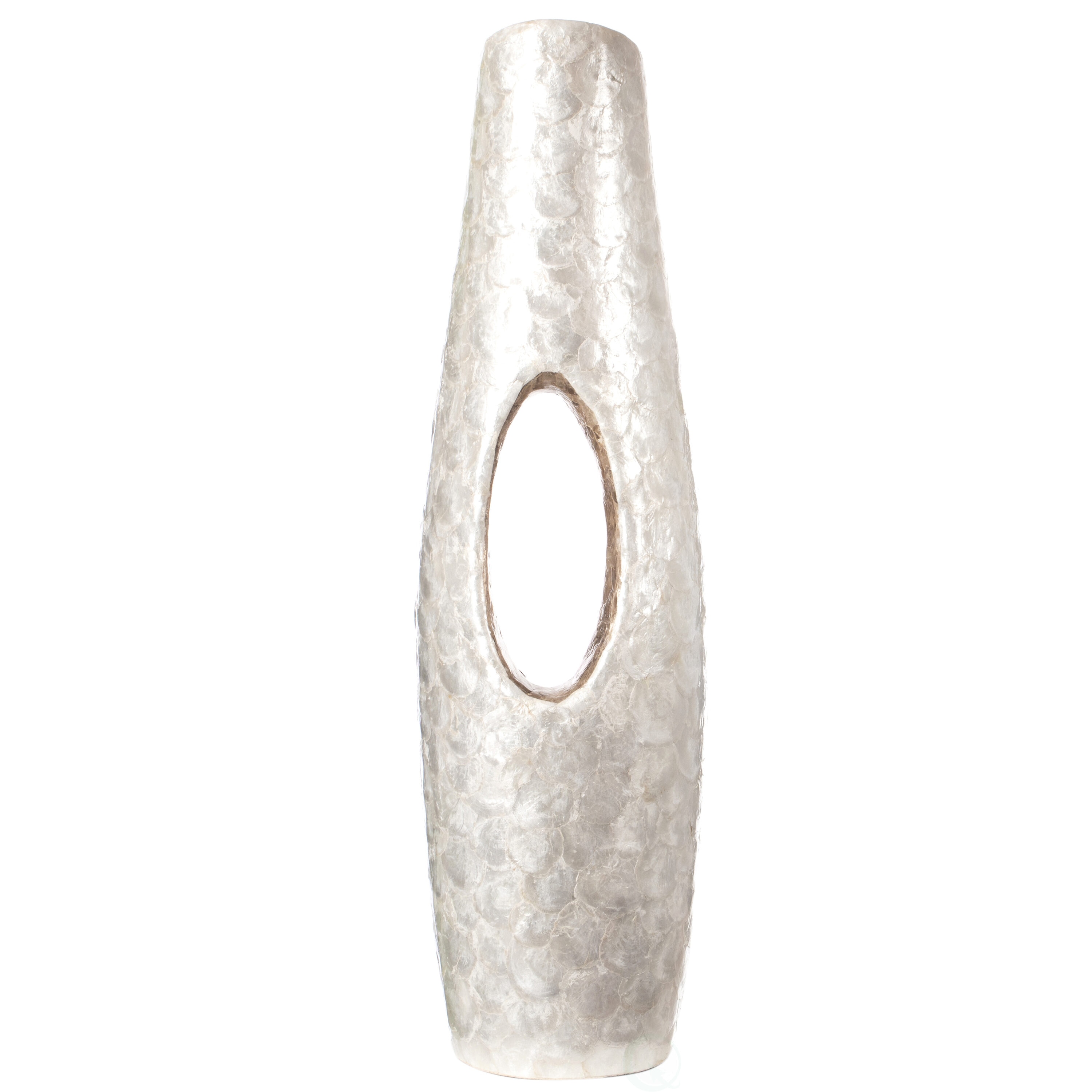 Elegant White and Gold 43" Decorative Floor Vase in Fiberglass