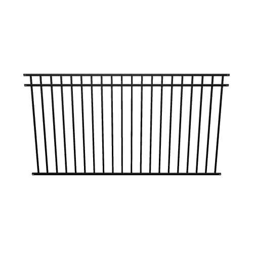 Fortress Building Products Versai 4-ft H x 8-ft W Gloss Black Steel Spaced Picket Flat-top Privacy Fence Panel