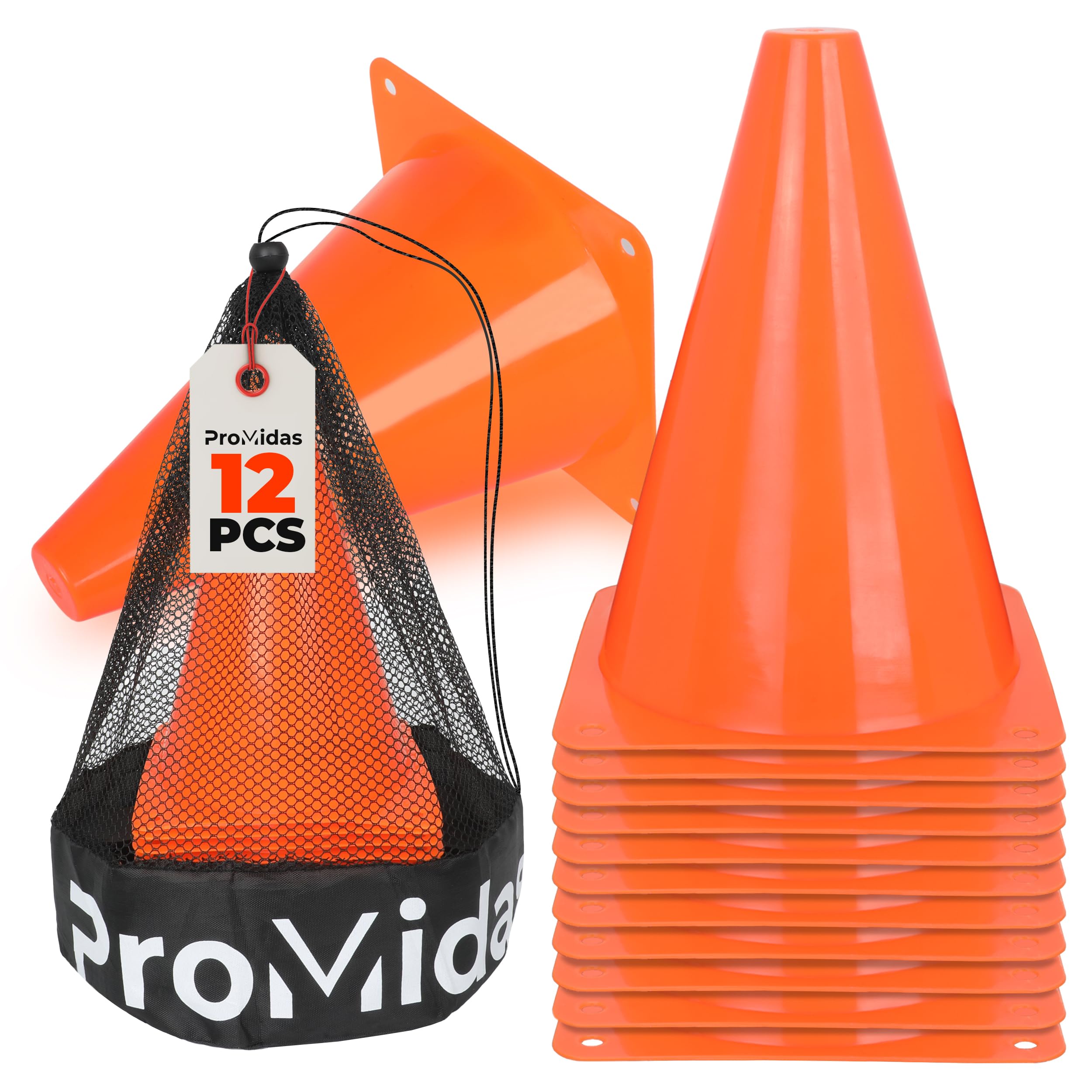 Redliro 7 Inch 12 PCs Soccer Cones for Training Kids with Mesh Bag ...