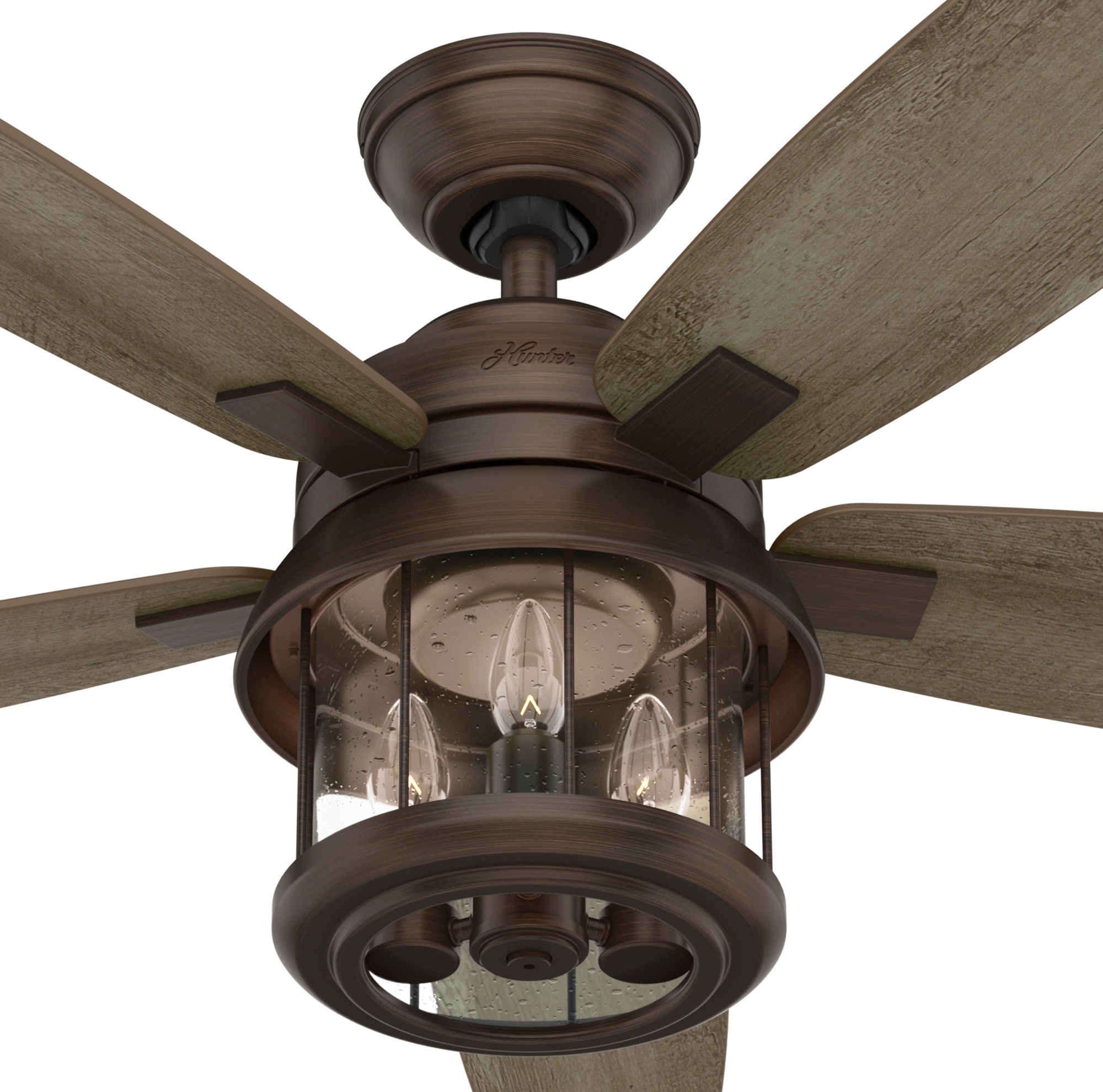 Hunter C Bay 52 In Weathered Copper Indoor Outdoor Ceiling Fan With Light And Remote 5 Blade The Fans Department At Lowes Com