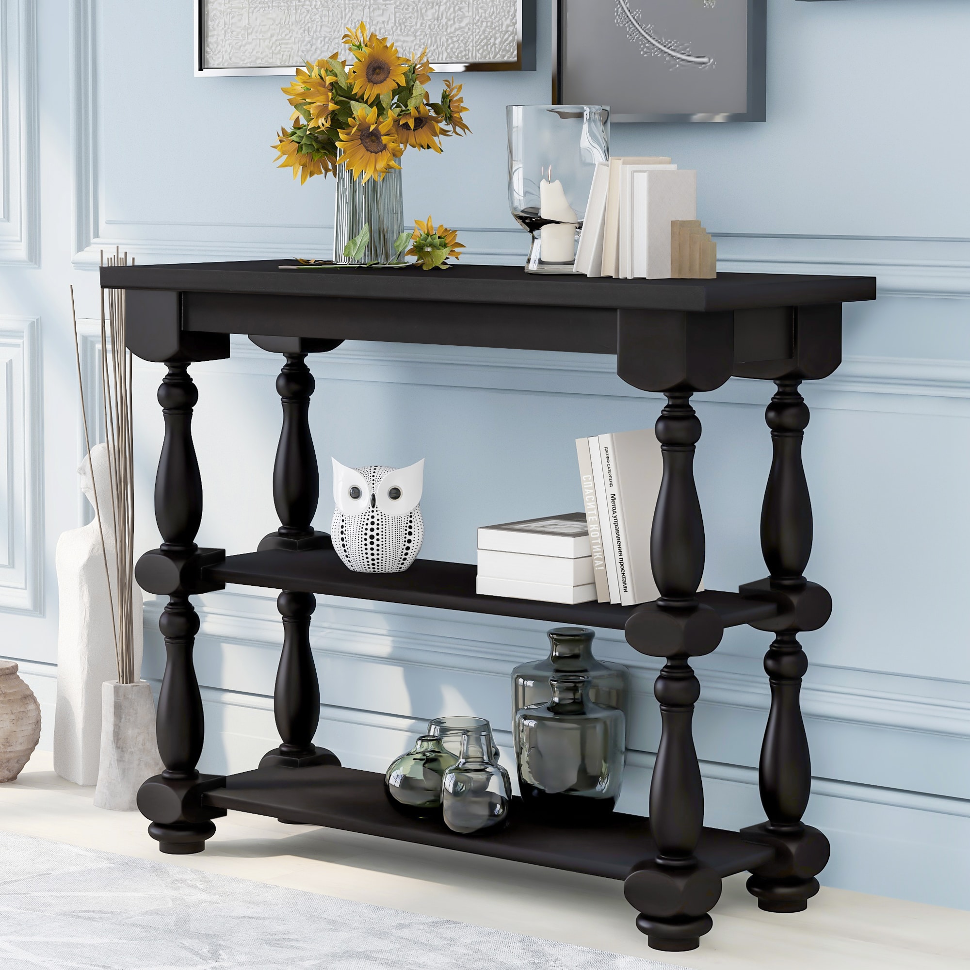 Mondawe Midcentury Dark Brown Console Table at Lowes.com