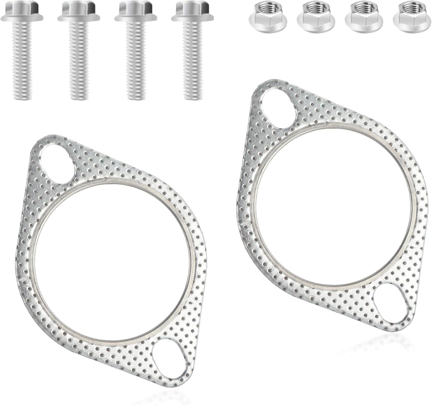 Etokfoks  2 piece exhaust flange gasket kit OEM 120 06310 0002 plated iron graphite 2 5 inch inside diameter with four M10 bolts for joints