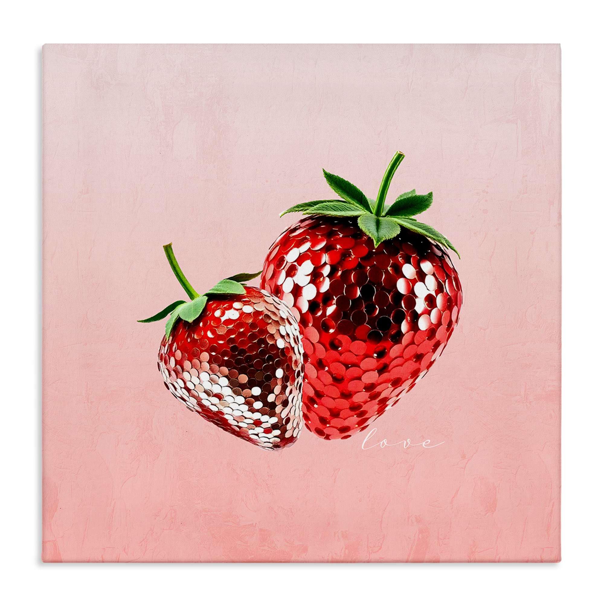 Stupell Industries BS-447-CN-36X36 Disco Sequin Strawberries Canvas Wall Art By Kim Allen 36 x 36