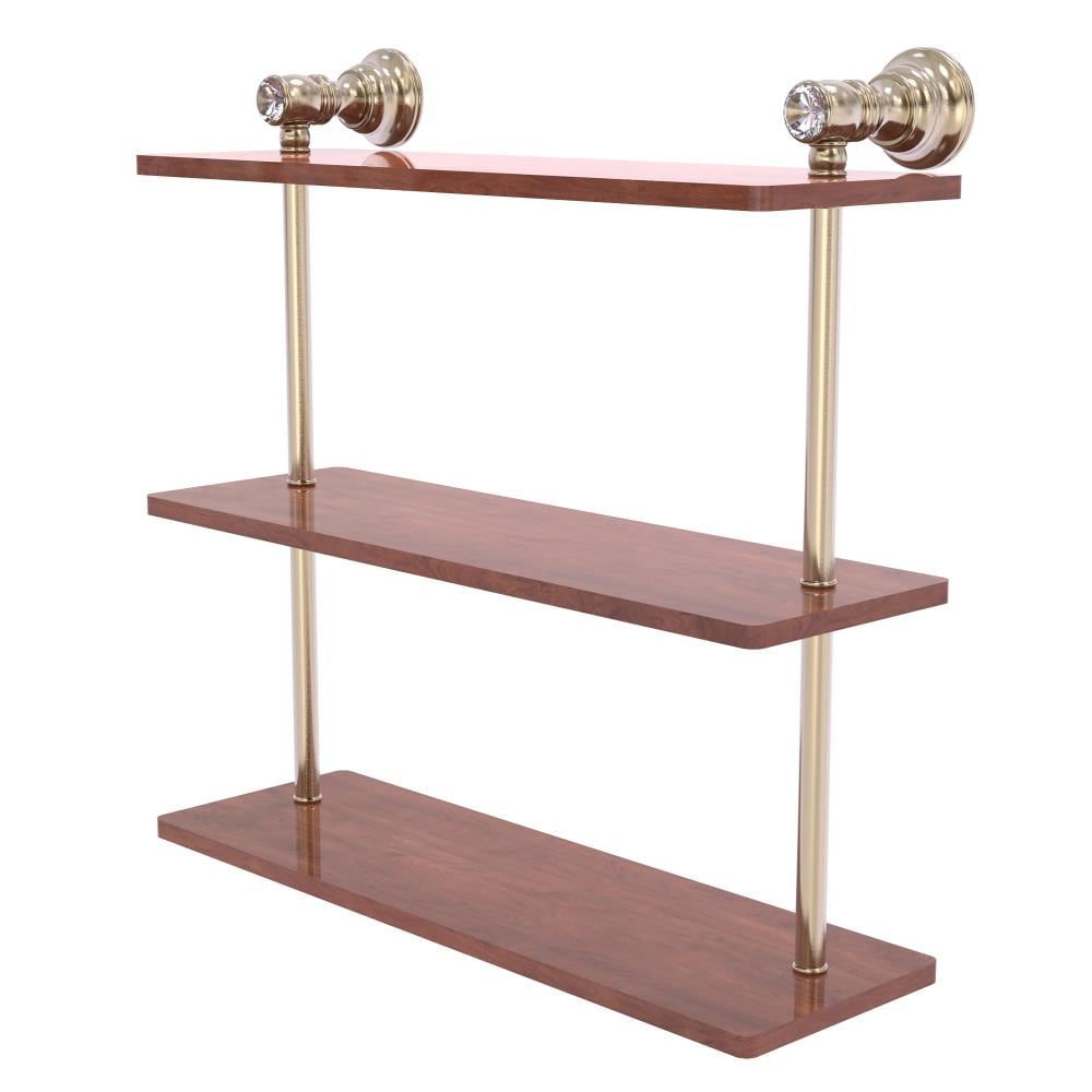 Allied Brass CC-5-16-IRW-PEW Carolina Crystal Antique Pewter 3 -Tier Wall mount Bathroom Shelf ( 16-in x 16-in x 5-in )