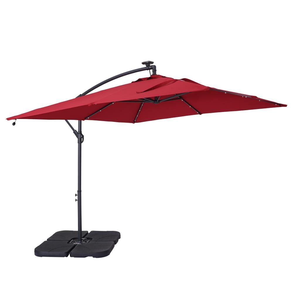 FLAME&SHADE 10 Feet Outdoor Cantilever Offset Patio Umbrella and Stand with Adjustable Rotate and Tilt 