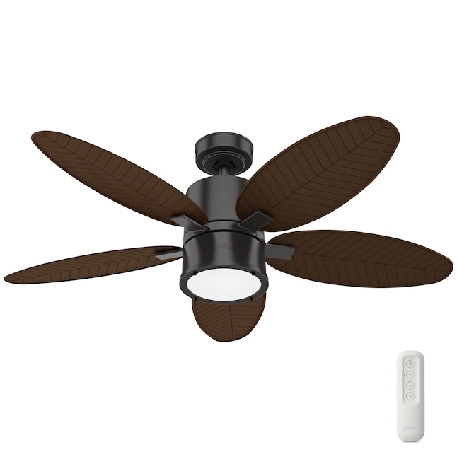 Hunter Amaryllis 52 In Le Bronze Indoor Outdoor Ceiling Fan With Light And Remote 5 Blade The Fans Department At Lowes Com