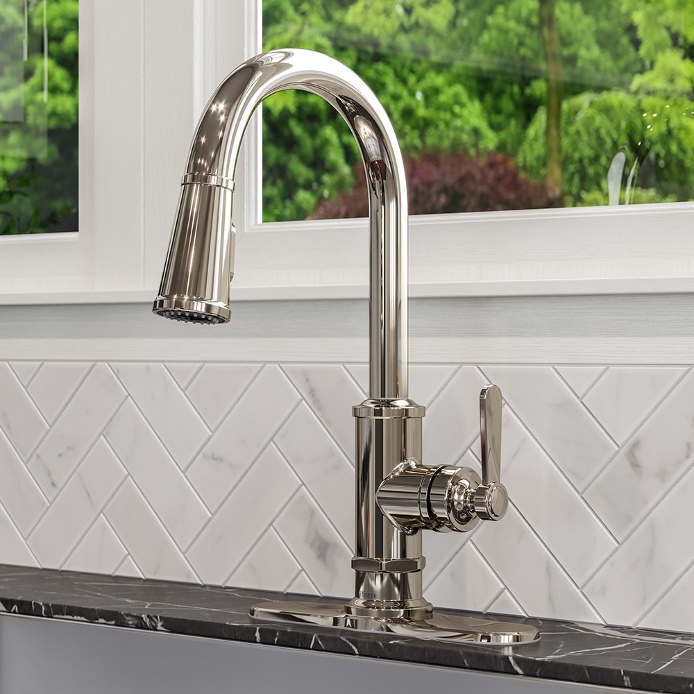 Pfister GT529-TDD Port Haven Polished Nickel Single Handle Deck-mount Pull-down Kitchen Faucet with Sprayer