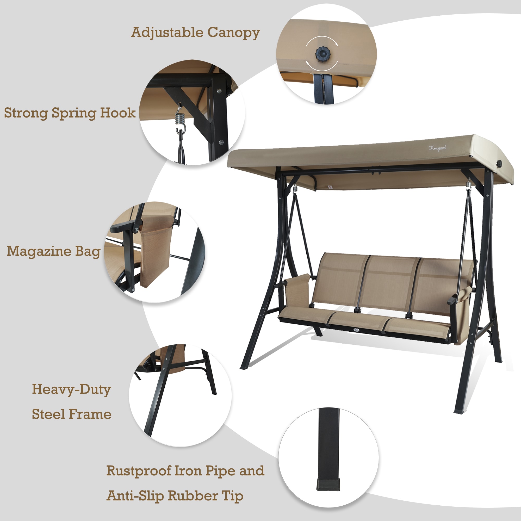 Kozyard KZSW3409B Swing-Gliders - View #3