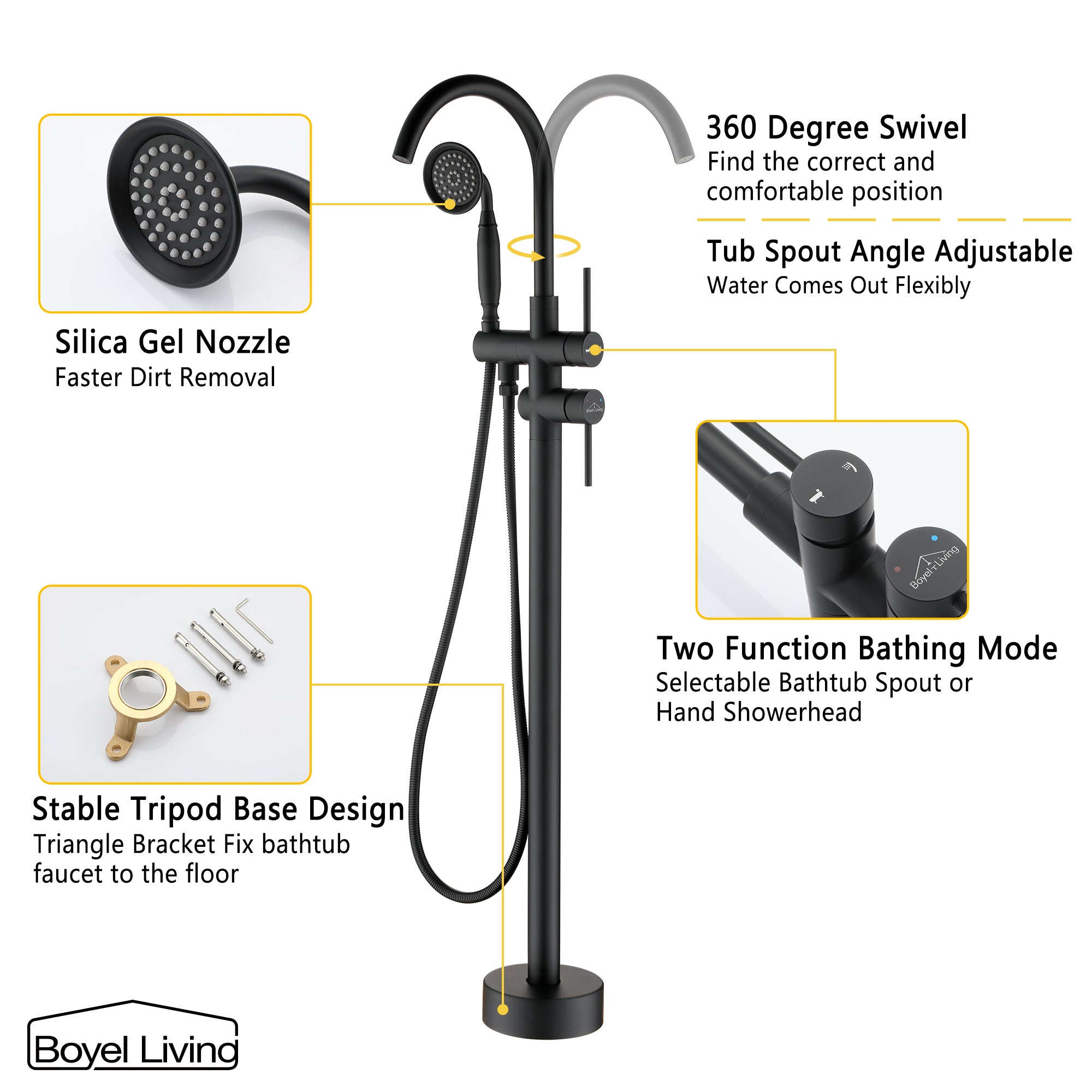 Boyel Living MS-1515-2-MB Roman-Tub-Faucets - View #8