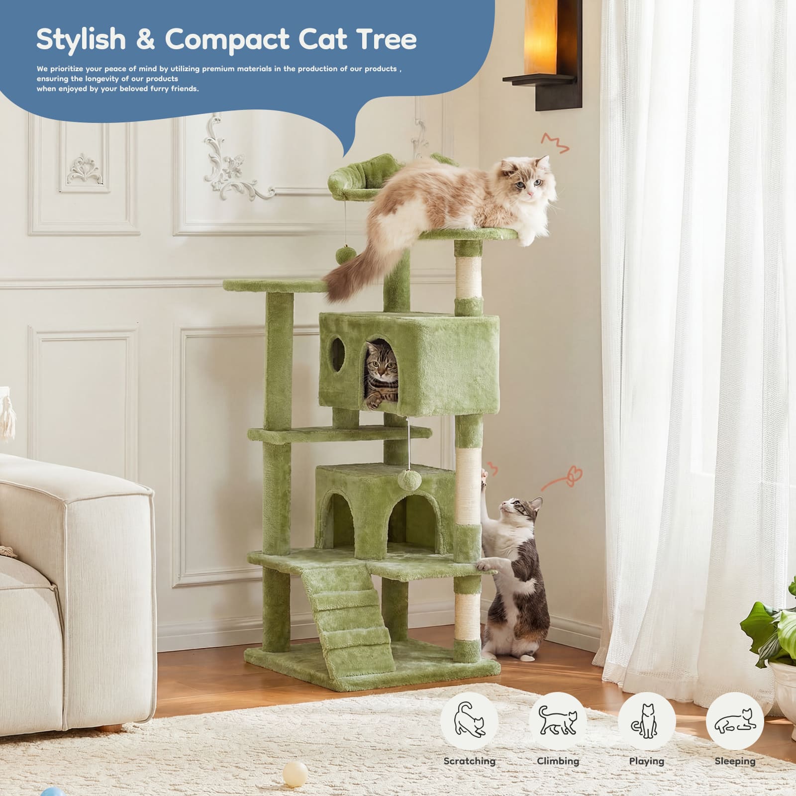 Sweetcrispy L-CW-MPJ-54IN-GN Cat-Trees - View #2