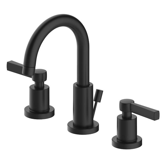 Home2o Sivan Matte Black 2 Handle Widespread Watersense Bathroom Sink Faucet With Drain In The Faucets Department At Com - Black Widespread Bathroom Sink Faucet