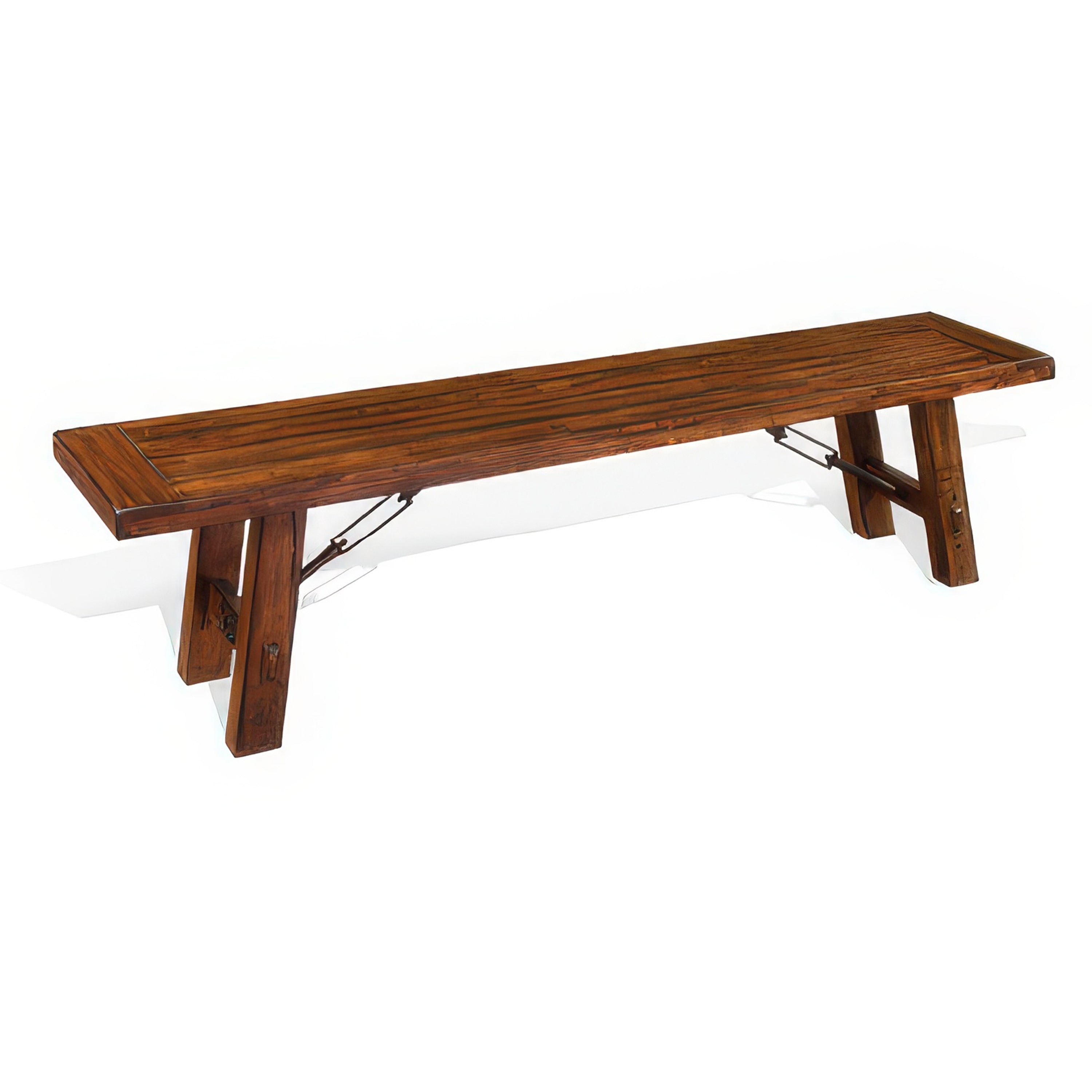 Benzara Reggie 72 in. Brown and Silver Entryway Dining Bench with Metal Turnbuckle