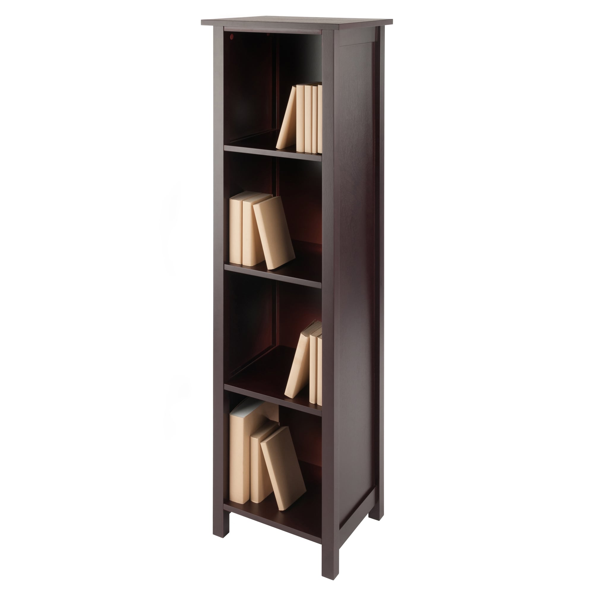 Transitional Walnut Brown 5-Tier Kids Storage Bookshelf