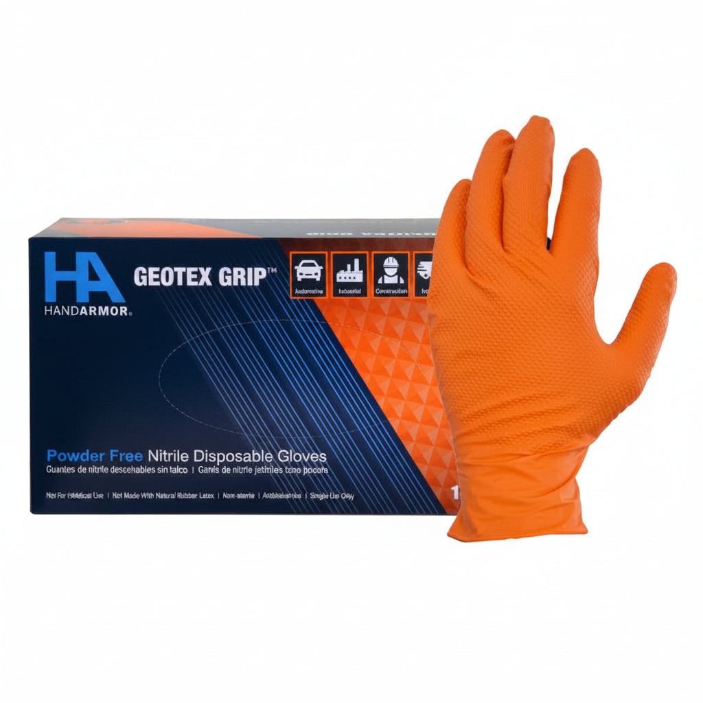 The Safety Zone Hand Armor Nitrile Textured Gloves Powder Free 9 mil Orange 2XL - Box of 100