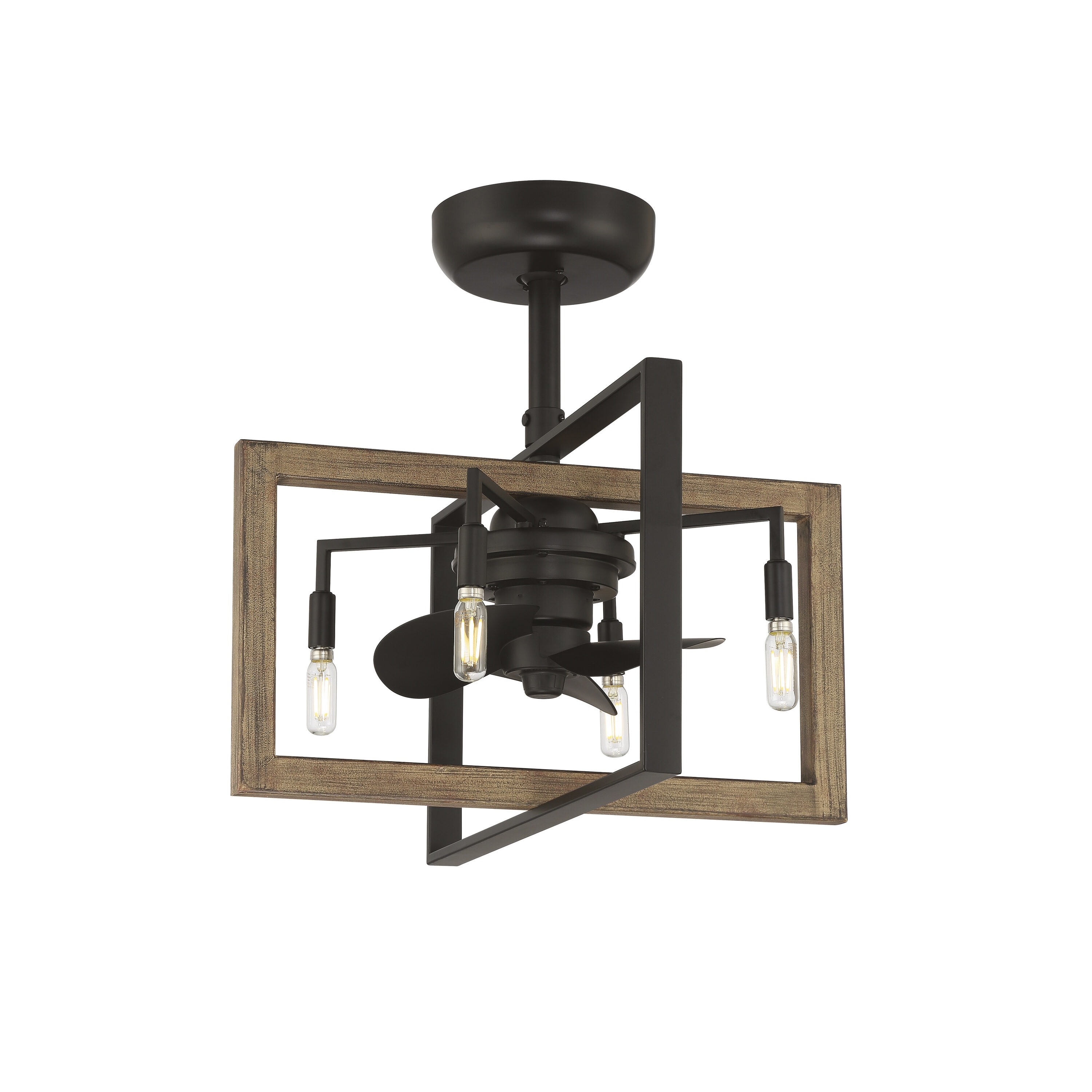 Arranmore Lighting & Fans AR-2015MB Dallin 20-in Matte Black Indoor/Outdoor Fandelier Ceiling Fan with Light and Remote (3-Blade)