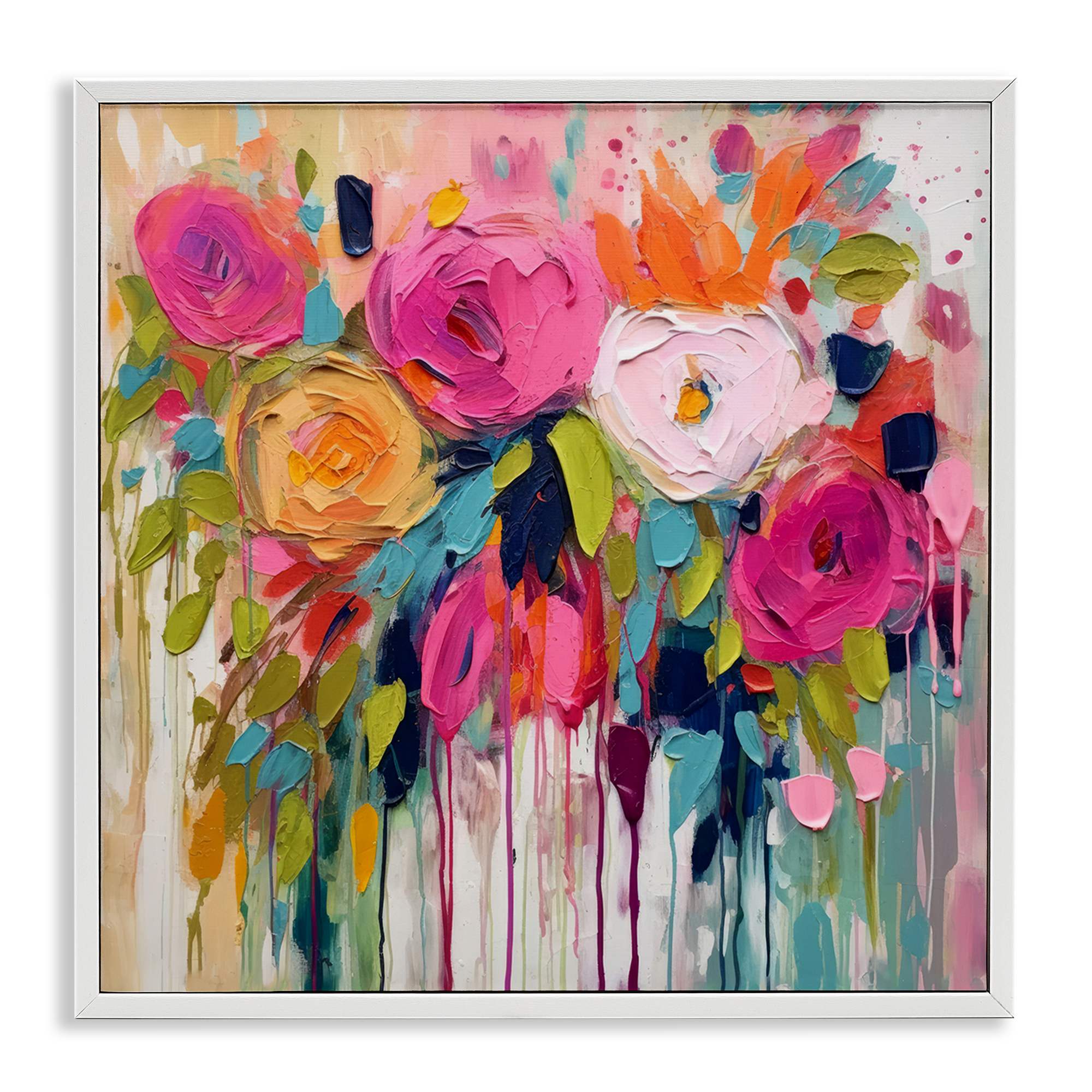Stupell Industries Urban Paint Bouquet White Framed Giclee Art 12 x 12