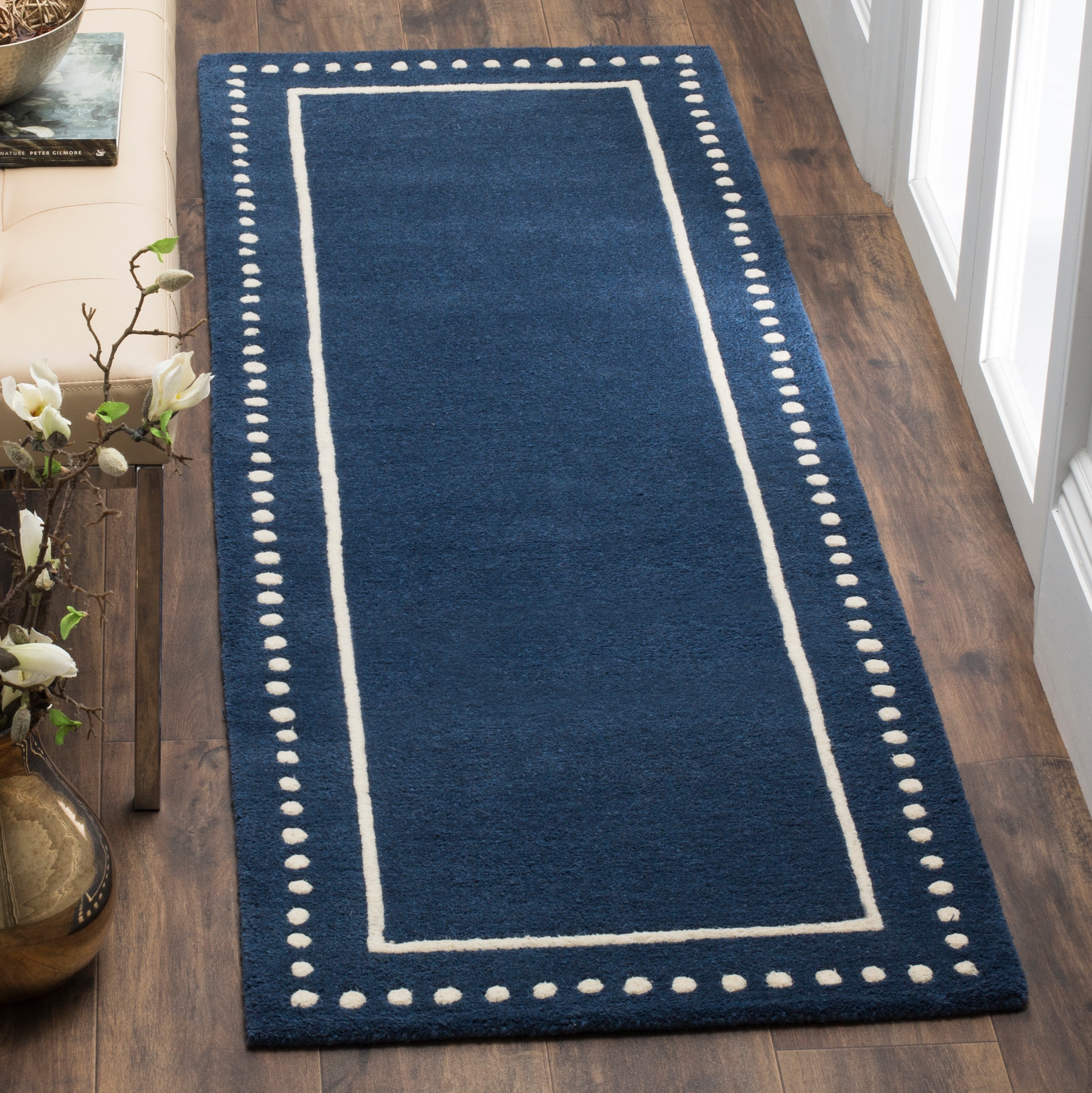 Bella 151G Navy Blue Ivory 2in-3ft x 7in Rug