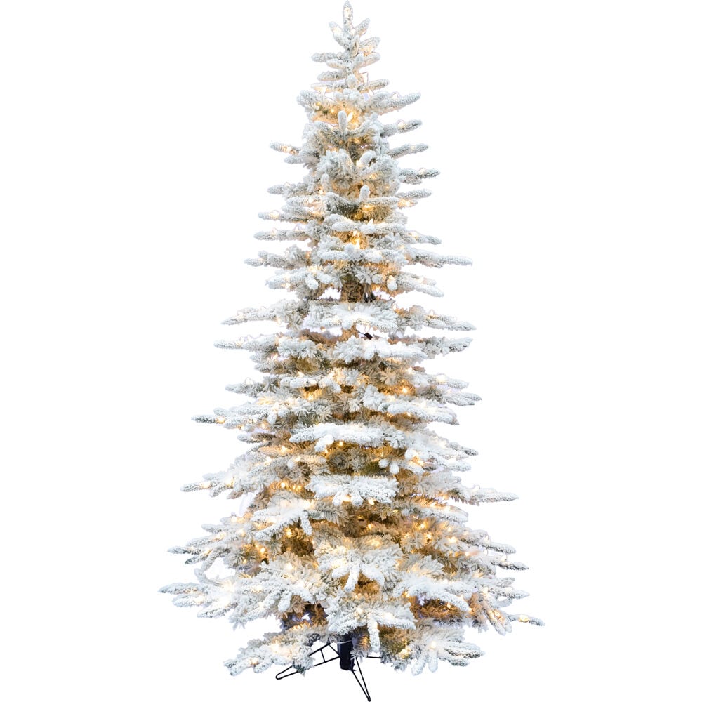 10-ft Mountain Pine Pre-lit Flocked White Artificial Christmas Tree with Incandescent Lights | - Fraser Hill Farm FFMP010-3SN