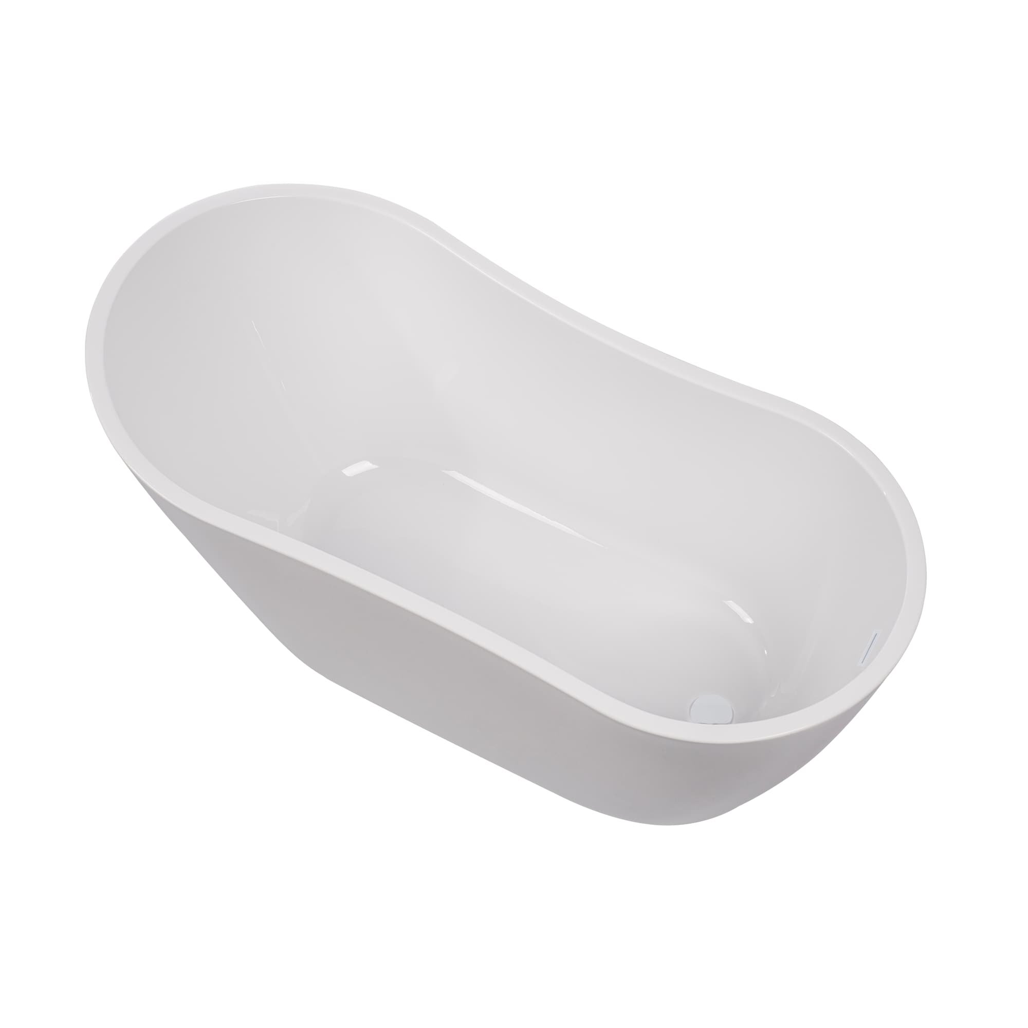 Pure White 55" x 28" Freestanding Acrylic Soaking Bathtub