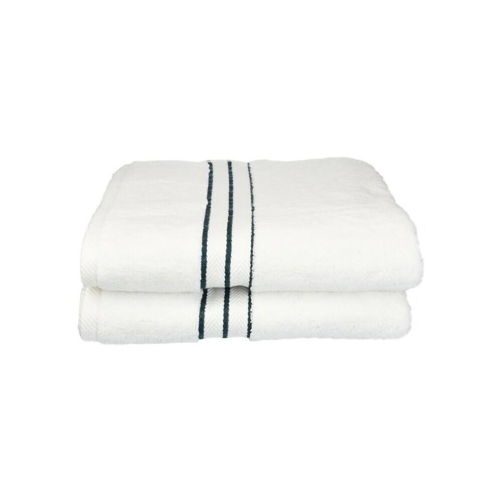 Superior HMCTY33996 900GSM-H BTOWEL TL 900 Gsm Egyptian Cotton Bath Towel Set- White with Teal Border 2