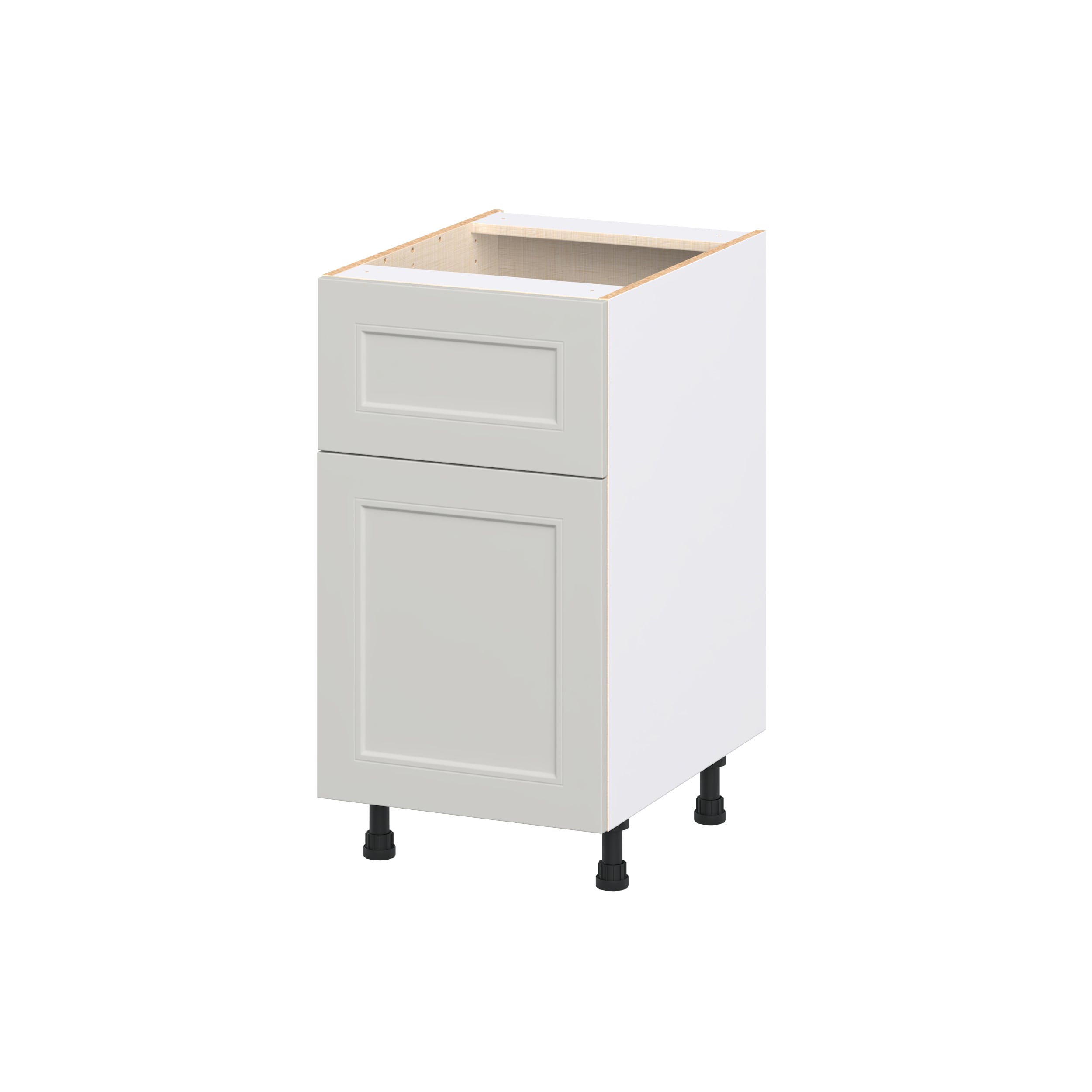 Hugo&Borg DSB18A(L/R)-BE Belcourt 18-in W x 34.5-in H x 24.5-in D Painted Light Gray Base Fully assembled Cabinet Recessed Panel Shaker