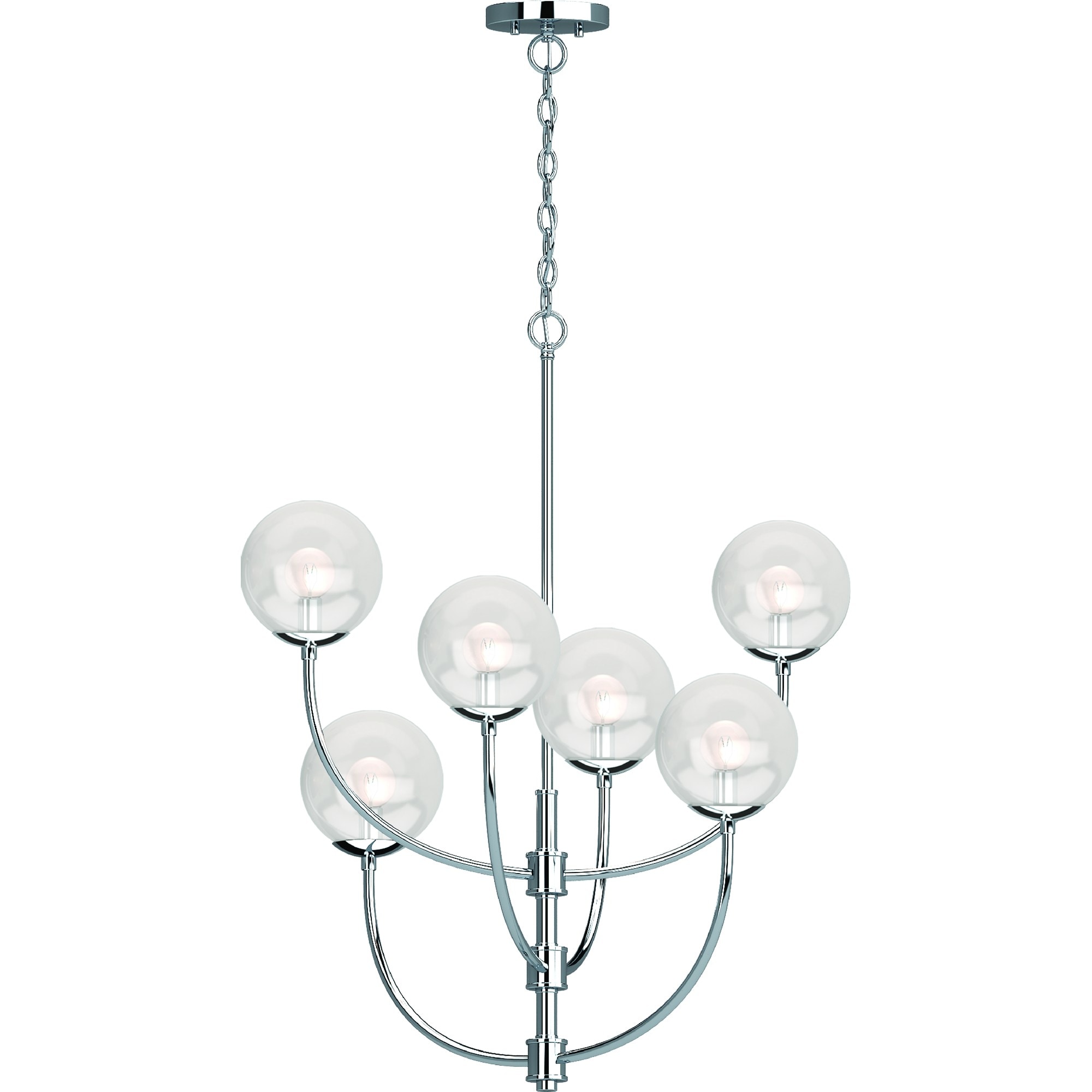 Volume Lighting V2056-3 Lawrence 6 -Light Polished Chrome Modern/contemporary For Use in Bedrooms, Dining Rooms, Foyers, Kitchens, Living Rooms Chandelier