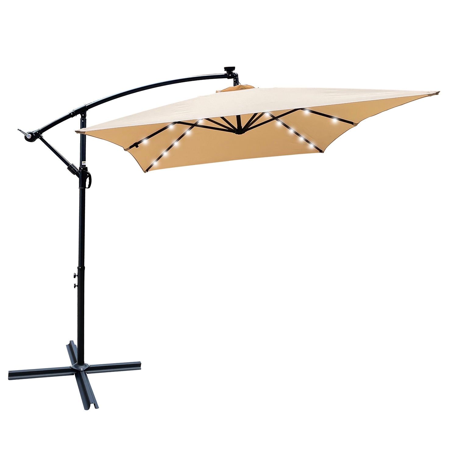 SINOFURN SYA810009BN 10-ft Steel Brown Cantilever Patio Umbrella with Lights