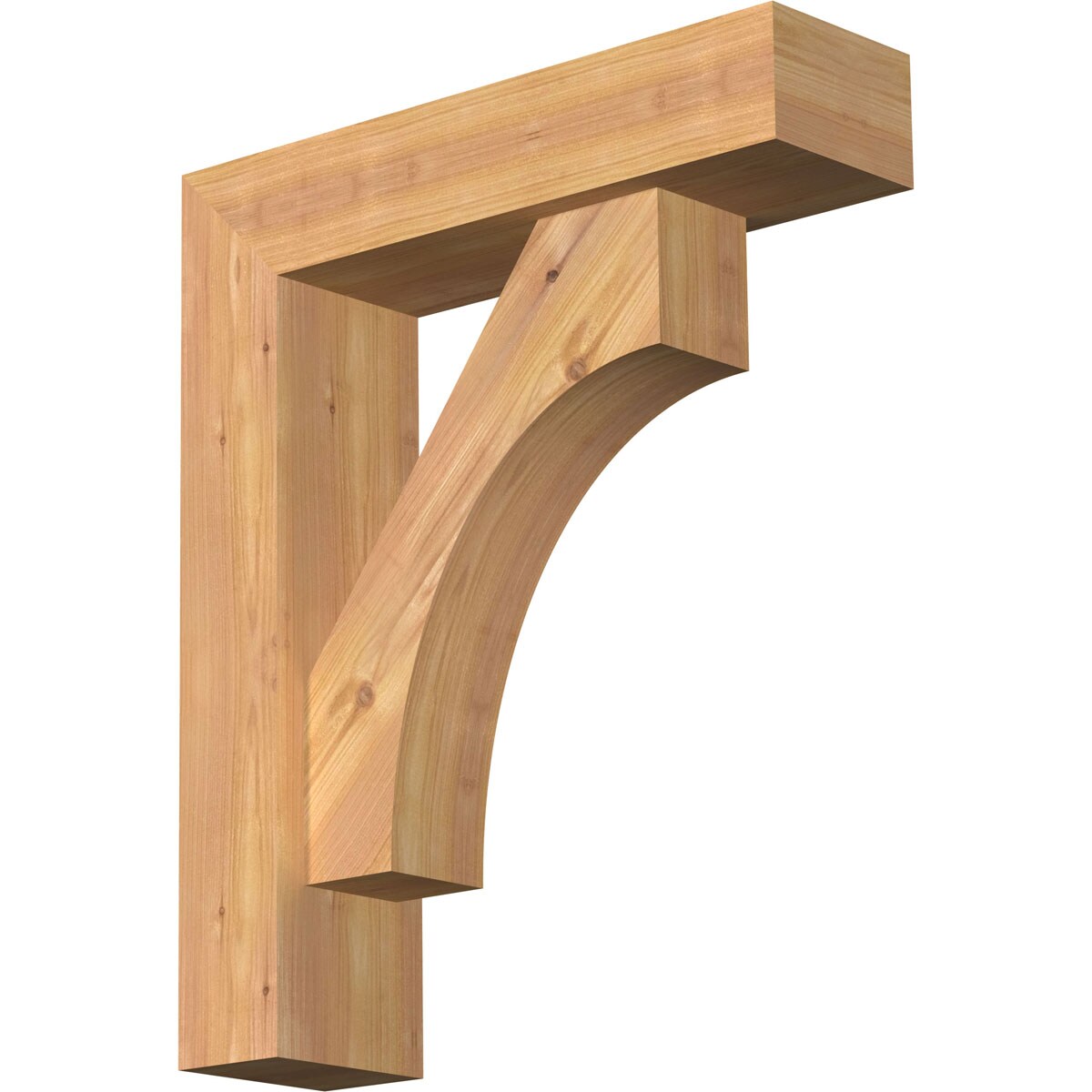 Ekena Millwork 1464438 Westlake Block Smooth Bracket with Offset Brace 5-1/2-in x 20-in x 24-in Western red cedar Brown Wood Standard bracket