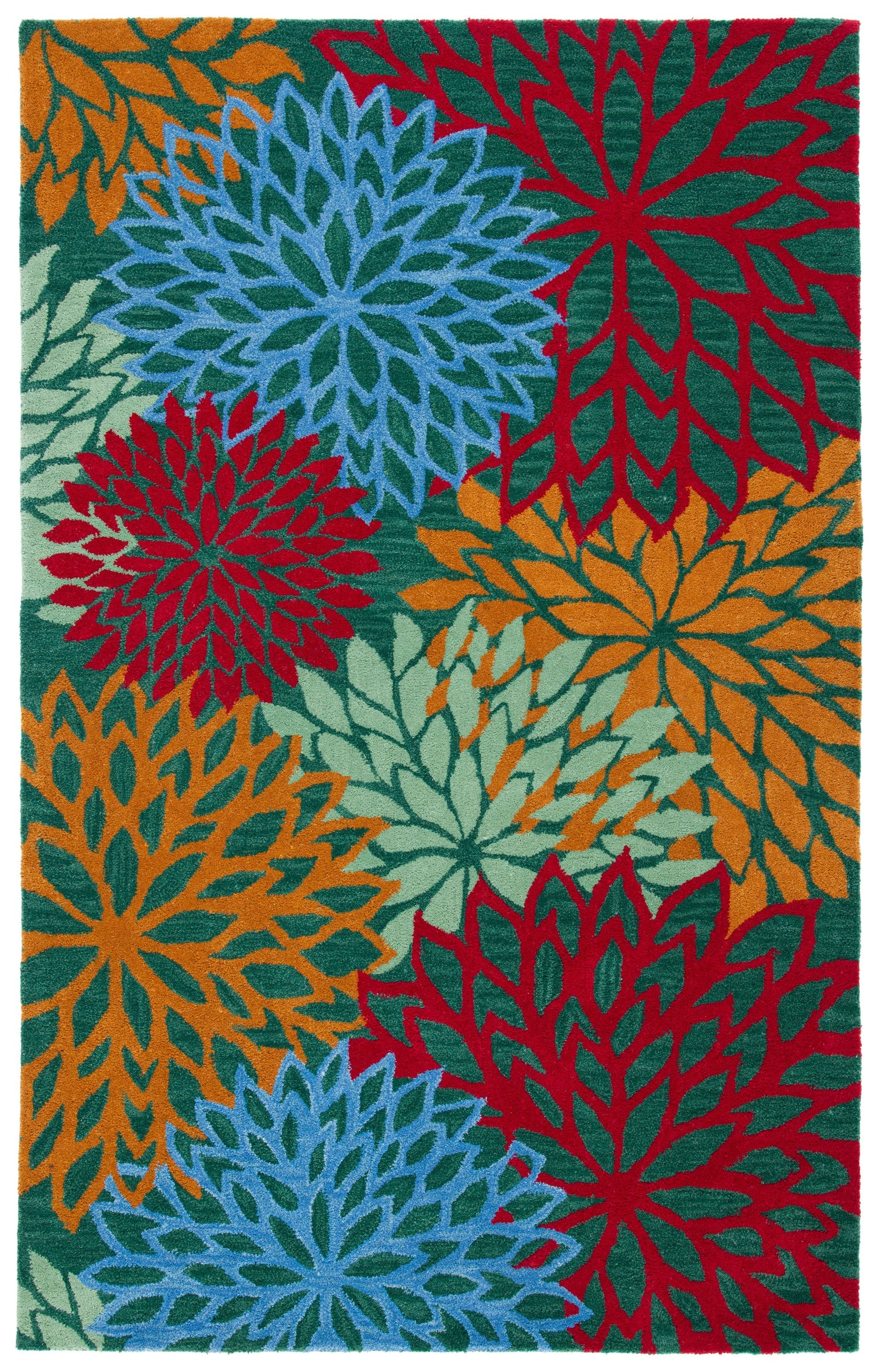 Safavieh BLM790Y-5 Blossom Cyra 5 x 8 (ft) Tufted Wool Green/Yellow Rectangular Indoor Floral/Botanical Bohemian/Eclectic Area rug