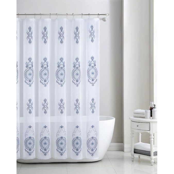 Polyester Teal Geometric Shower Curtain, Teal Gray Shower Curtain