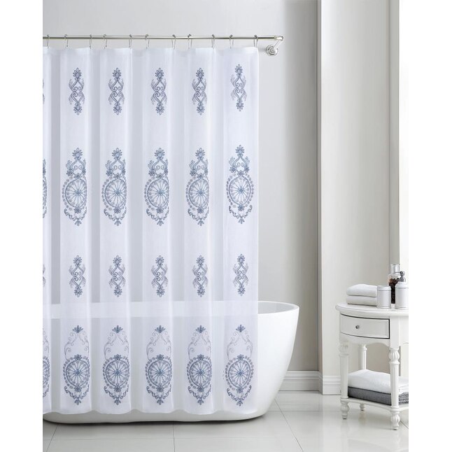 Polyester Teal Geometric Shower Curtain, Teal Gray White Shower Curtain