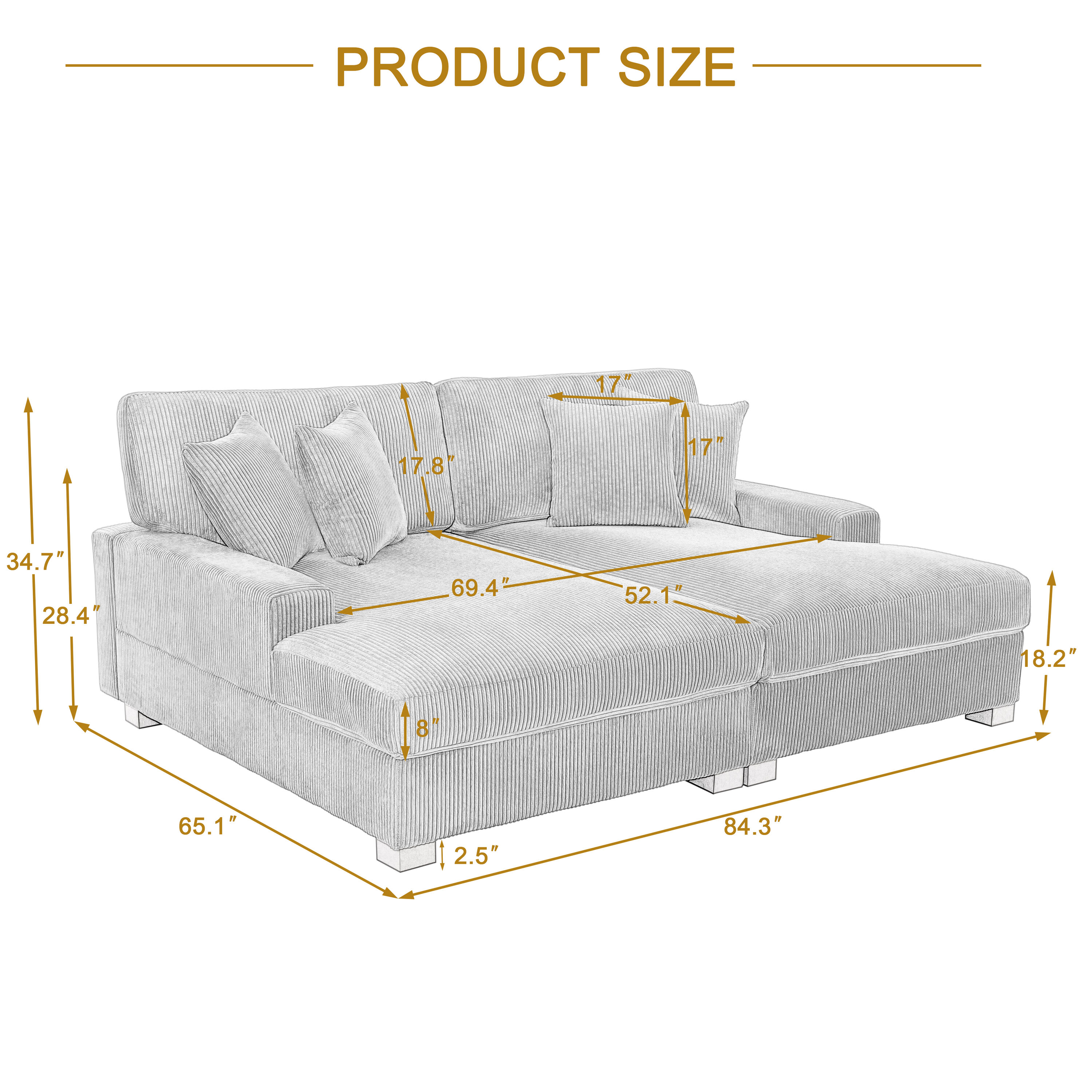 Dreamsidea CS7-GRY-L-R-OTX2 Sofas-Loveseats - View #5