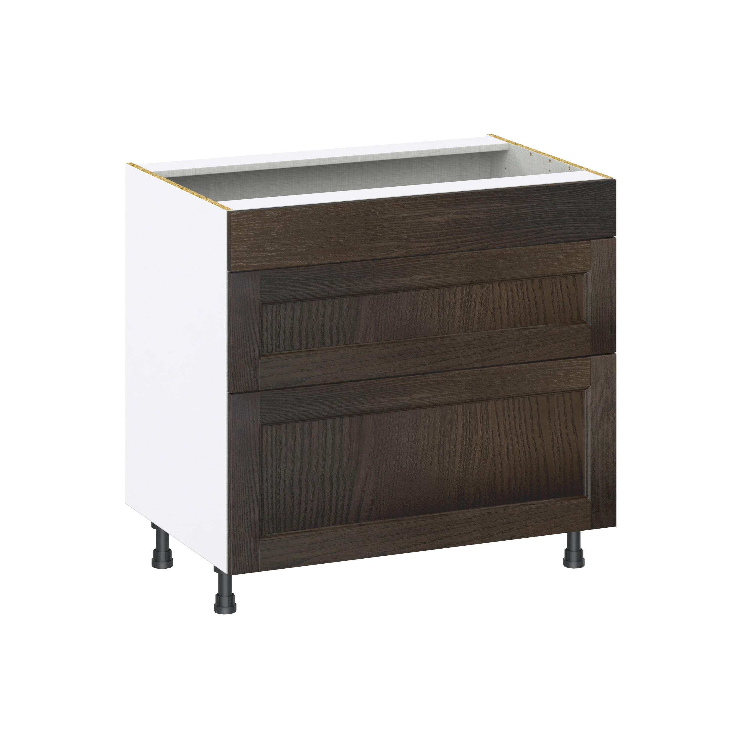 Hugo&Borg Montclaire 36-in W x 34.5-in H x 24-in D Wood 3-Drawer Base Fully Assembled Cabinet (Recessed Panel Style)
