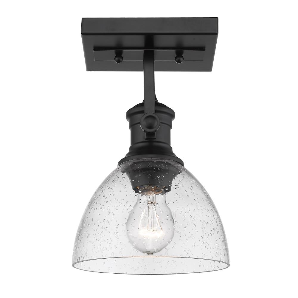 Black and Clear Glass Semi-Flush Ceiling Light