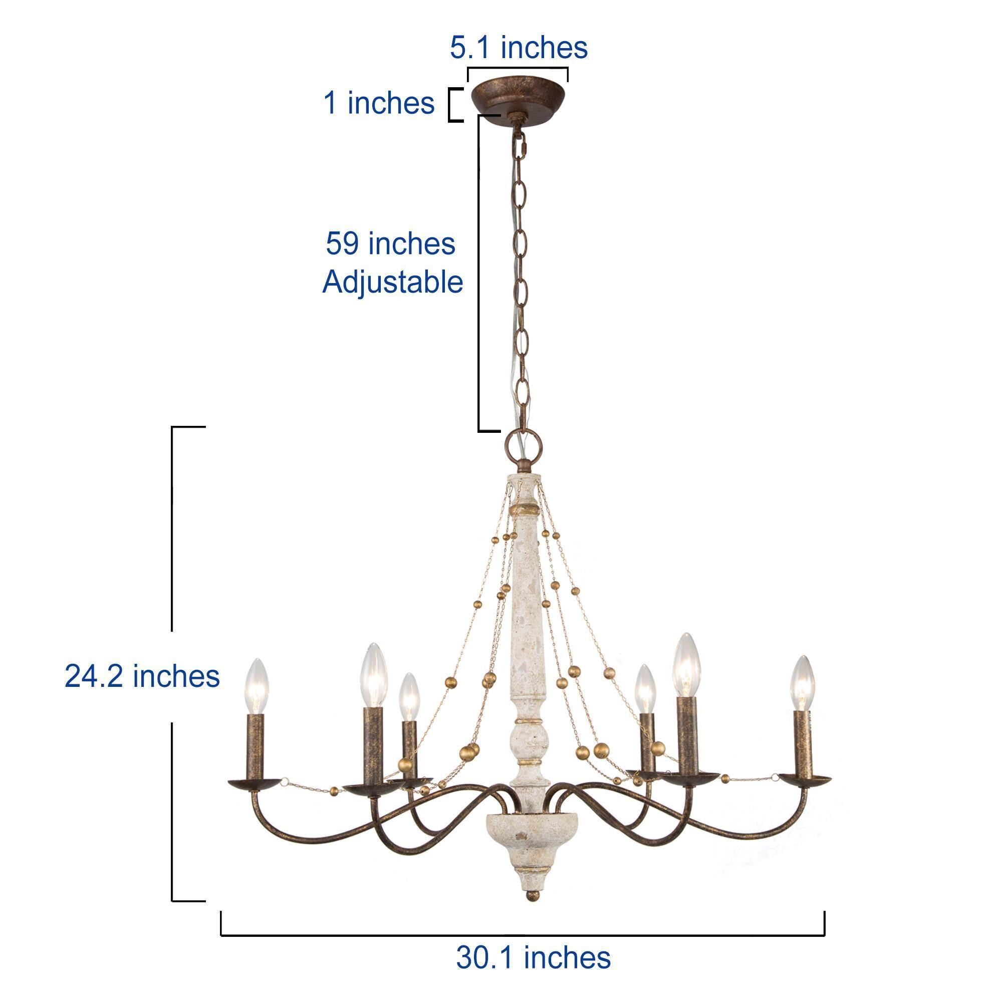 Uolfin 6-Light Distressed White French Country/Cottage LED Dry rated ...