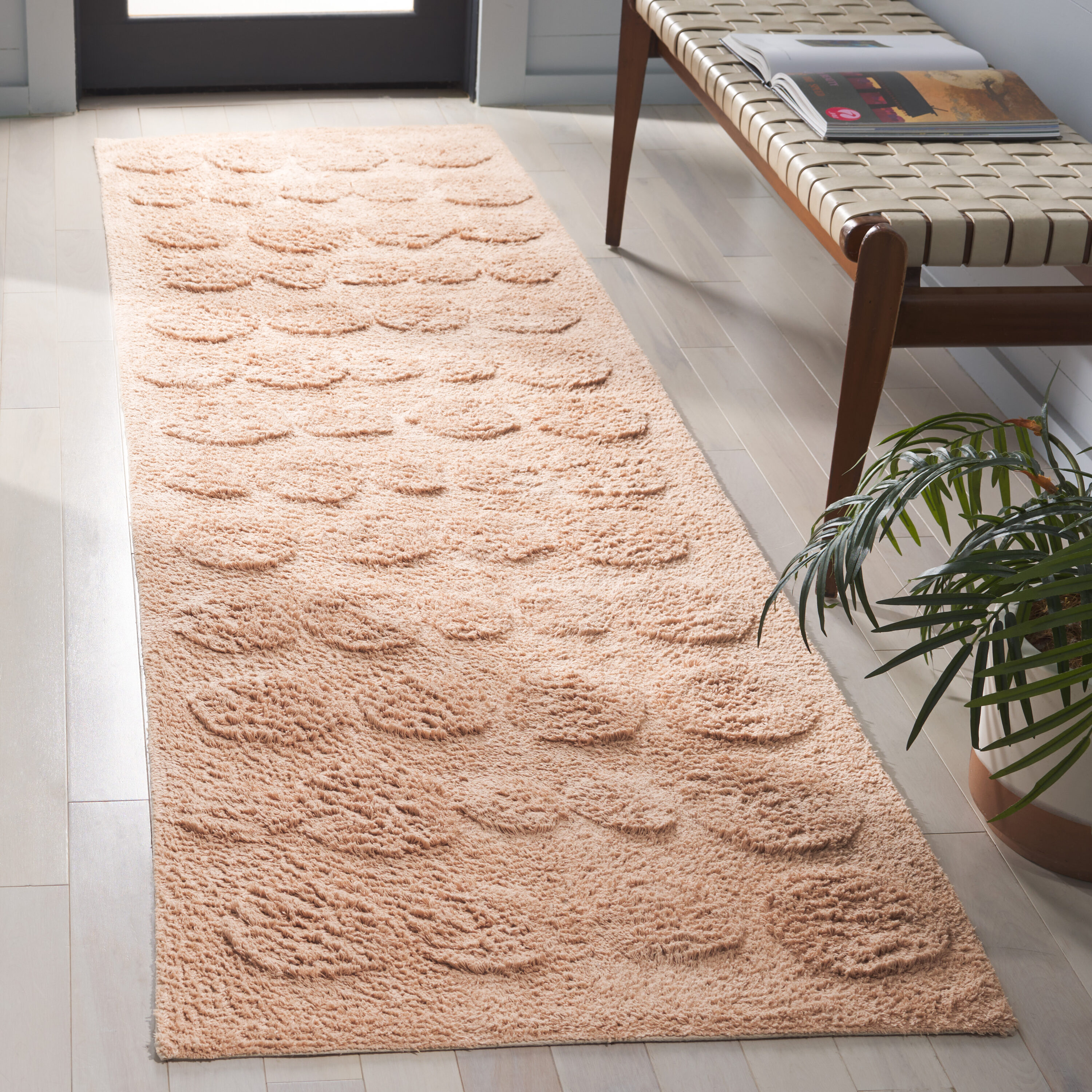  Easy Care 227 Pink Contemporary 2ft-3in x 9ft Runner Rug