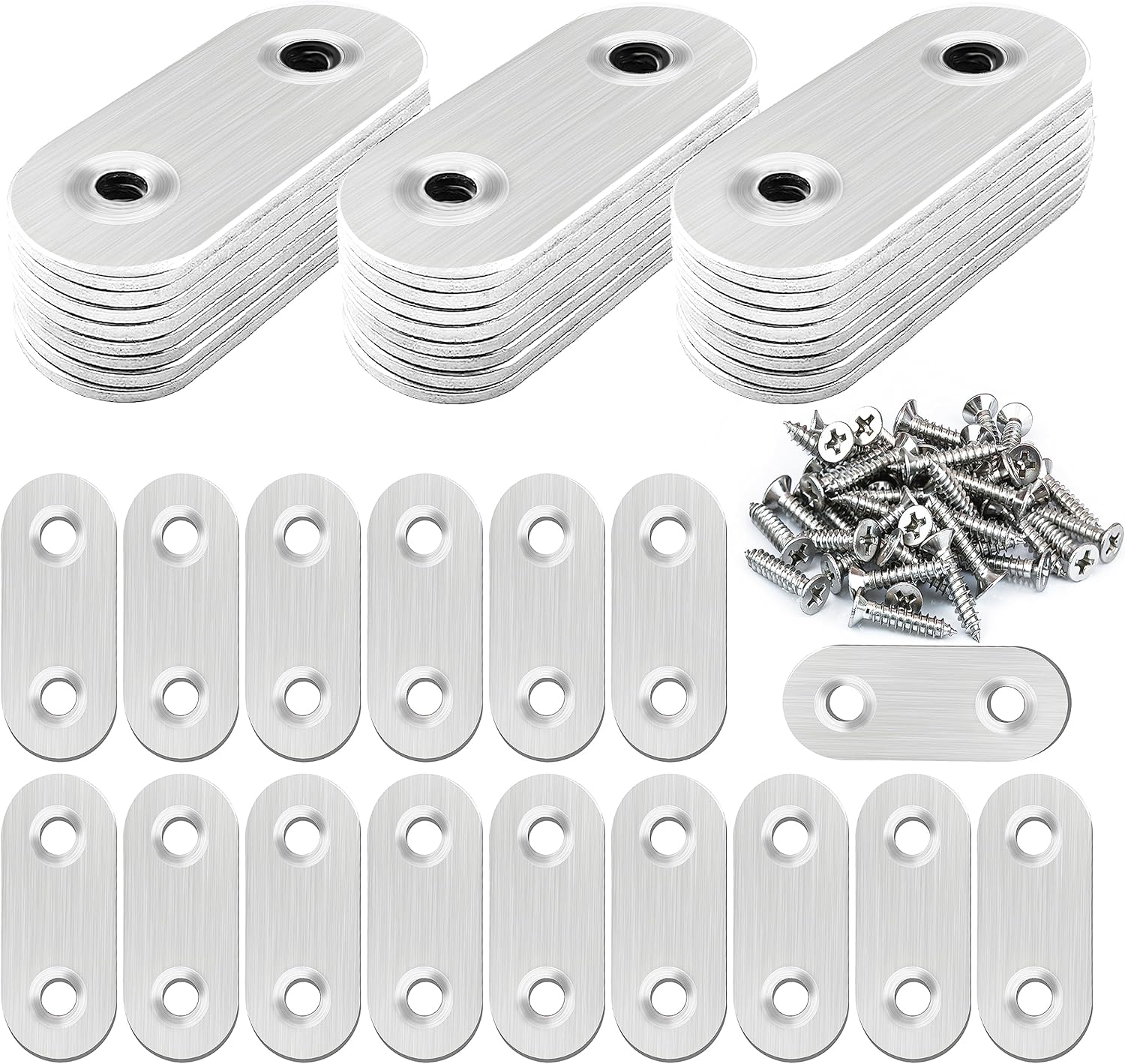 Etokfoks  1 57 x 0 63 Inch 1 6 Gauge Stainless Steel Flat Straight Braces Metal Fixed Connecting Plate 40 Pack