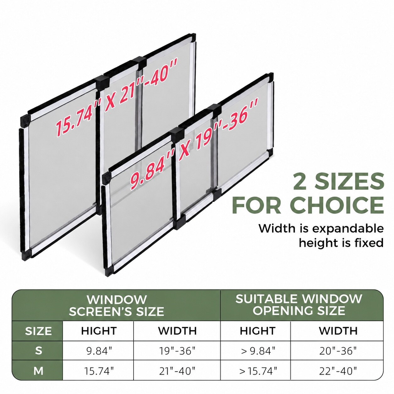 Oyezvary Adjustable Window Screen 10 Inches High by 19 to 36 Inches ...