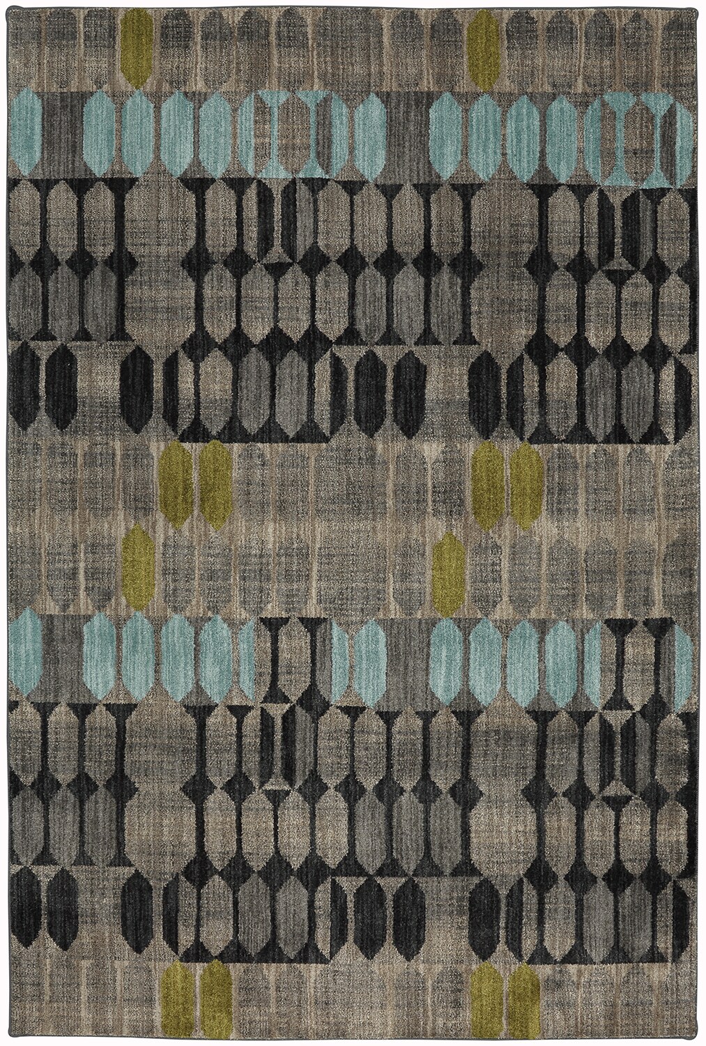 Gray and Black Geometric Polyester Area Rug, 9'6" x 12'11"