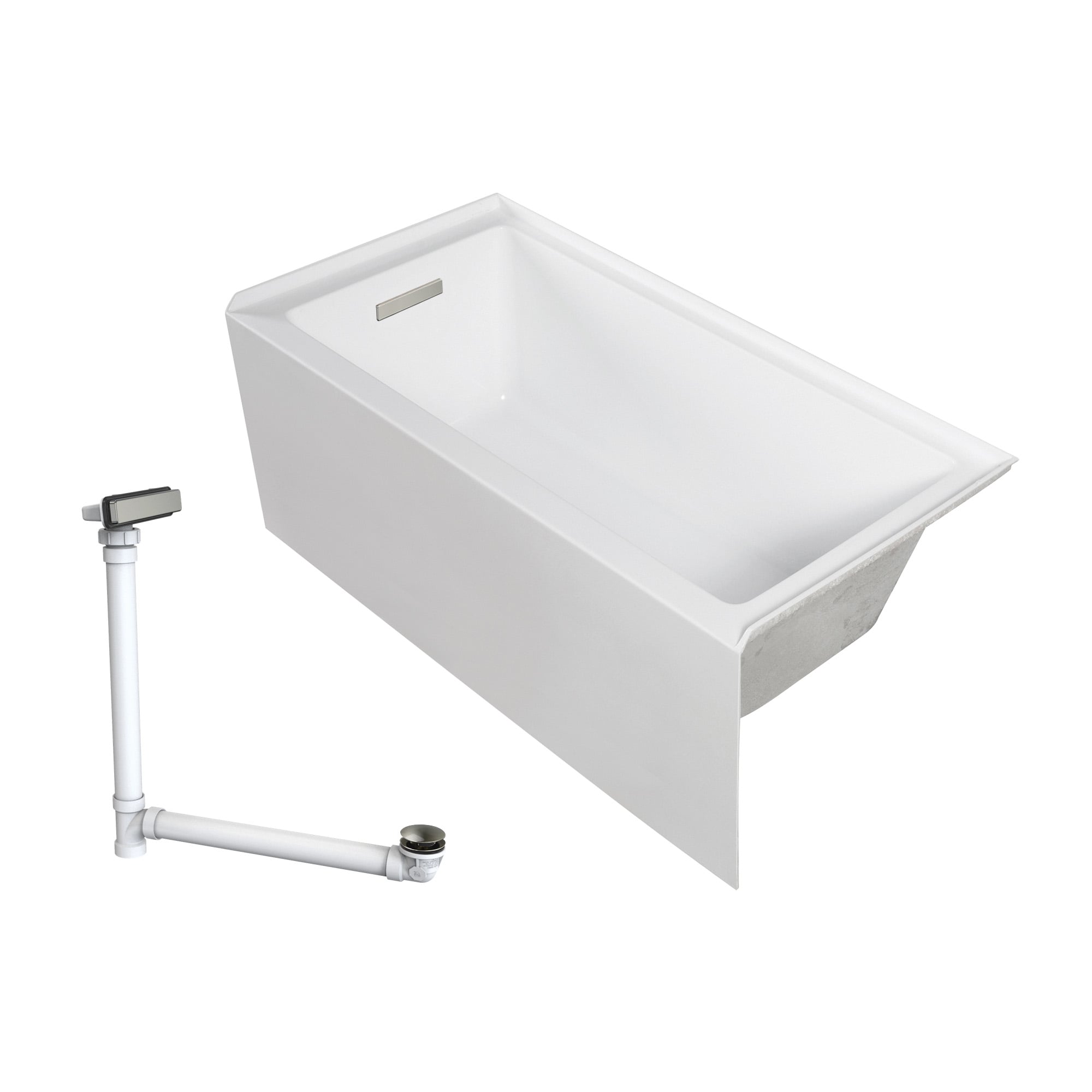 Transolid - Unity AFR 30-in x 60-in White/Brushed Nickel Acrylic Rectangle Alcove Soaking Bathtub...