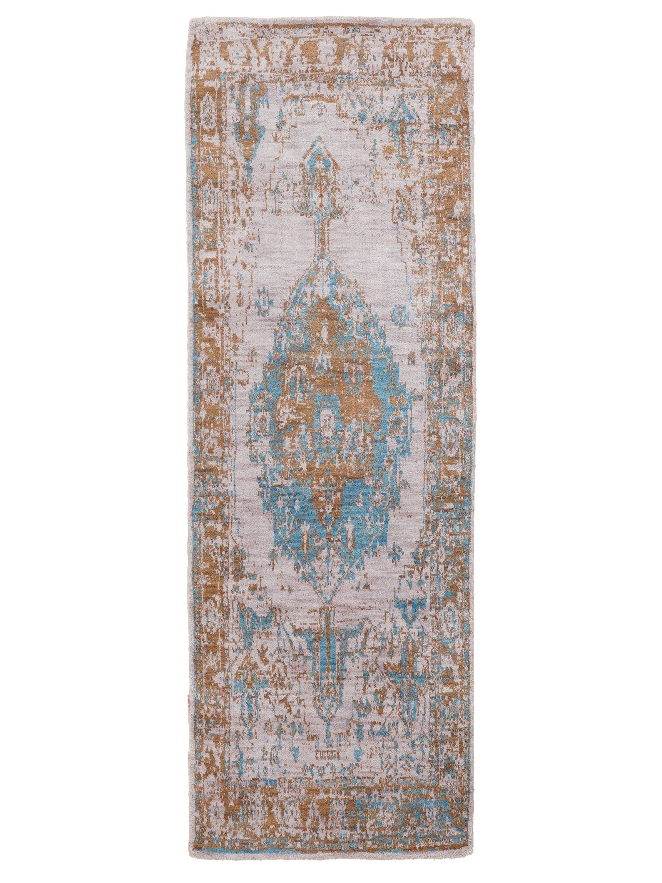 Rugsotic Carpets  HAND KNOTTED LOOM ECO-FRIENDLY AREA RUGS  - 2'6''x6' Runner Shape Beige Gold Color Oriental Design High Pile Thick Handmade Anti Skid Area Rugs for Living Room Bed Room HM0005