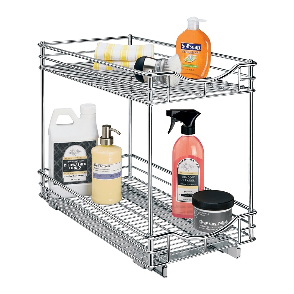 Home Basics 2 Tier Gray Acrylic Under Sink Organizer - Expandable up to  53-in - Easy Assembly, Multi-functional Use in the Cabinet Organizers  department at