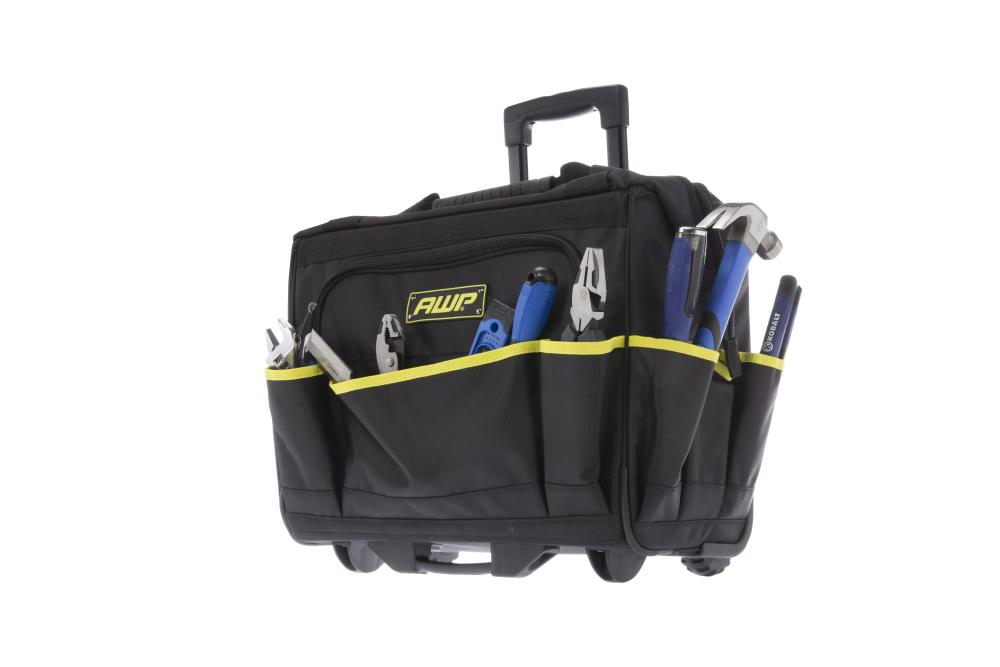 AWP HP Black/1680D Polyester 18-in Zippered Rolling Tool Bag at